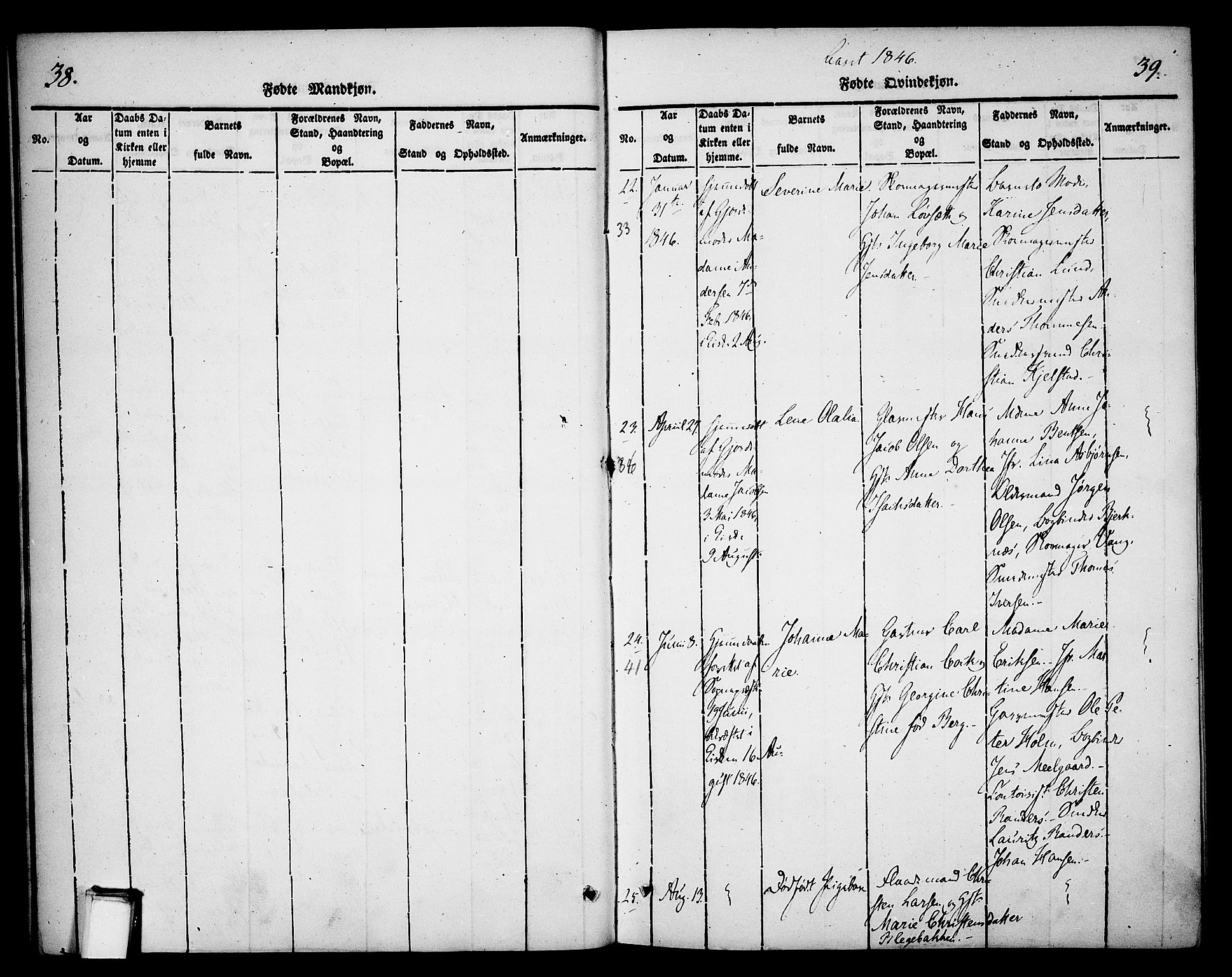 Skien kirkebøker, SAKO/A-302/F/Fa/L0006b: Parish register (official) no. 6B, 1843-1846, p. 38-39