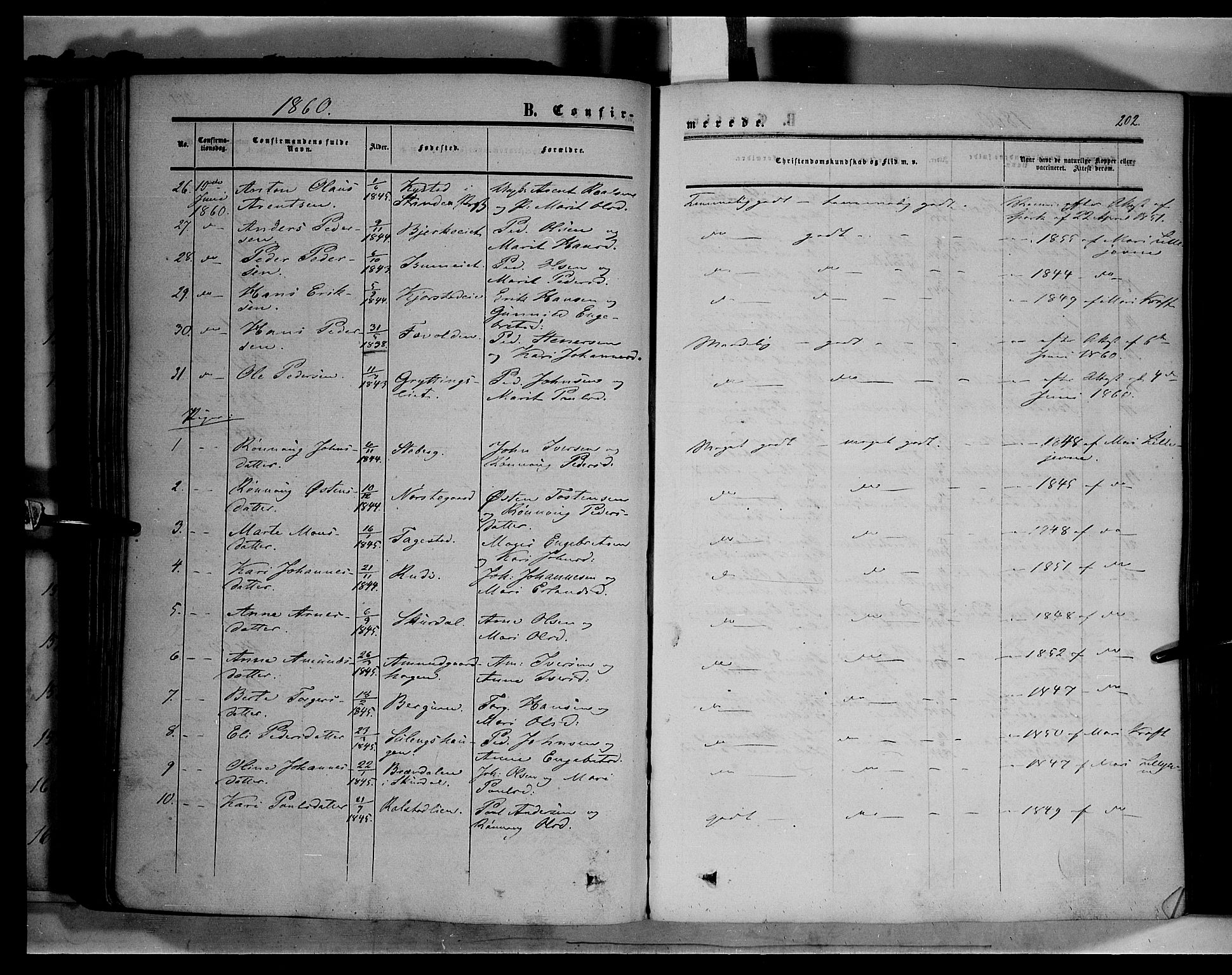 Sør-Fron prestekontor, AV/SAH-PREST-010/H/Ha/Haa/L0001: Parish register (official) no. 1, 1849-1863, p. 202