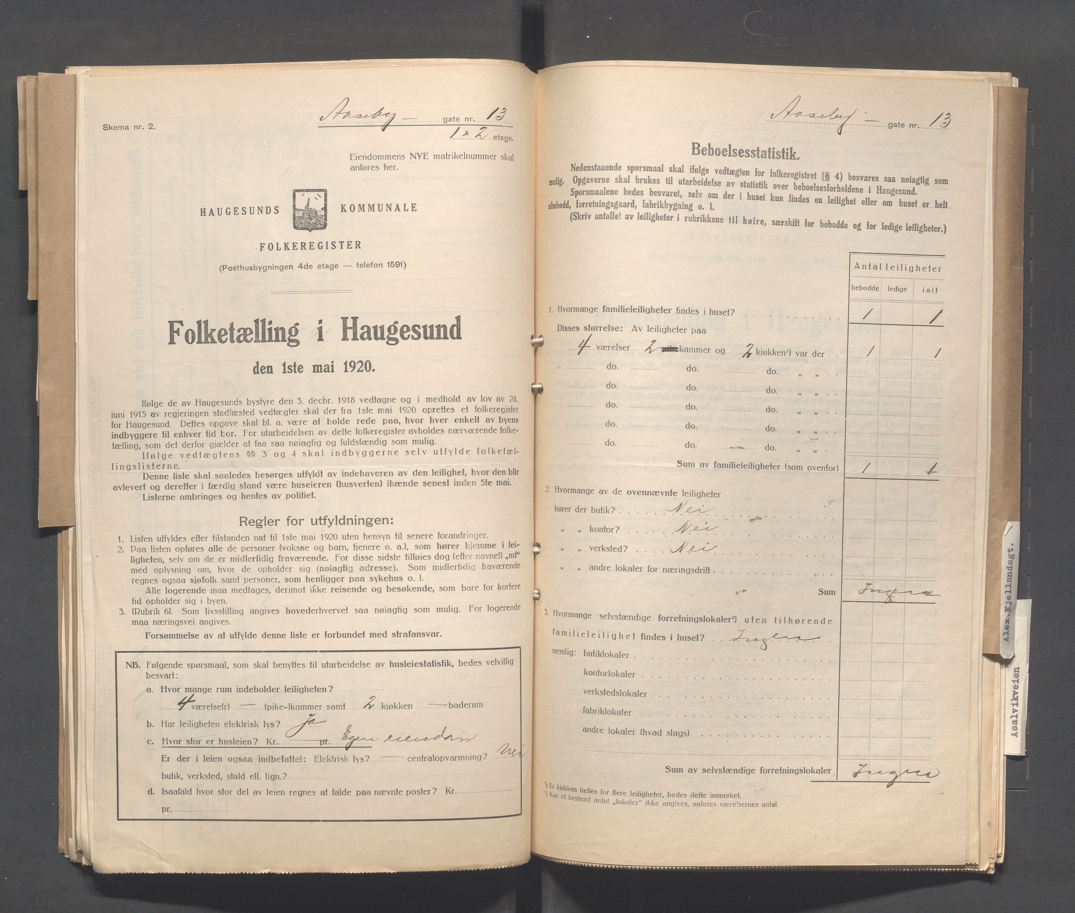 IKAR, Local census 1.5.1920 for Haugesund, 1920, p. 44