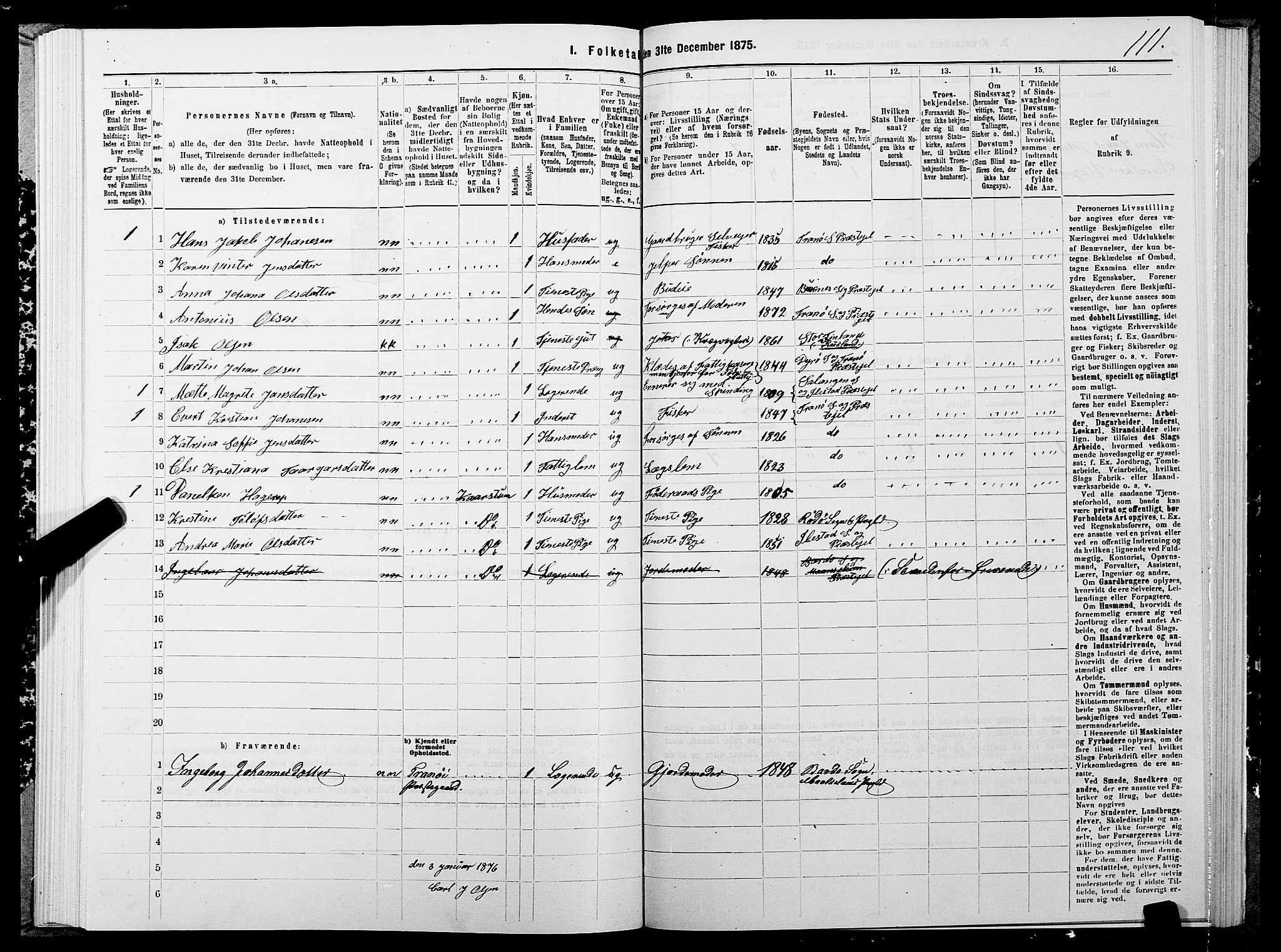 SATØ, 1875 census for 1927P Tranøy, 1875, p. 2111