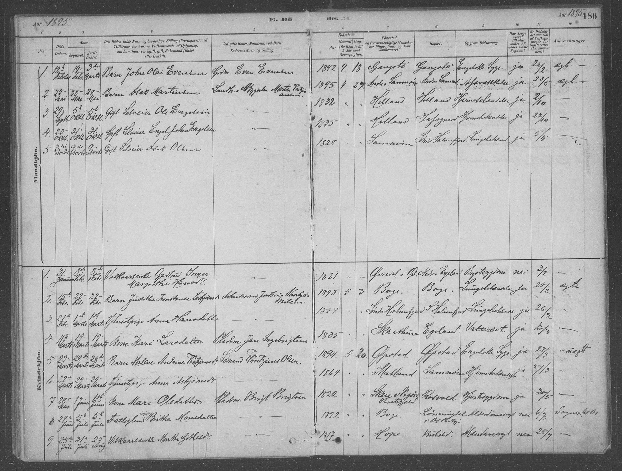 Fusa sokneprestembete, AV/SAB-A-75401/H/Haa: Parish register (official) no. B 1, 1880-1938, p. 186