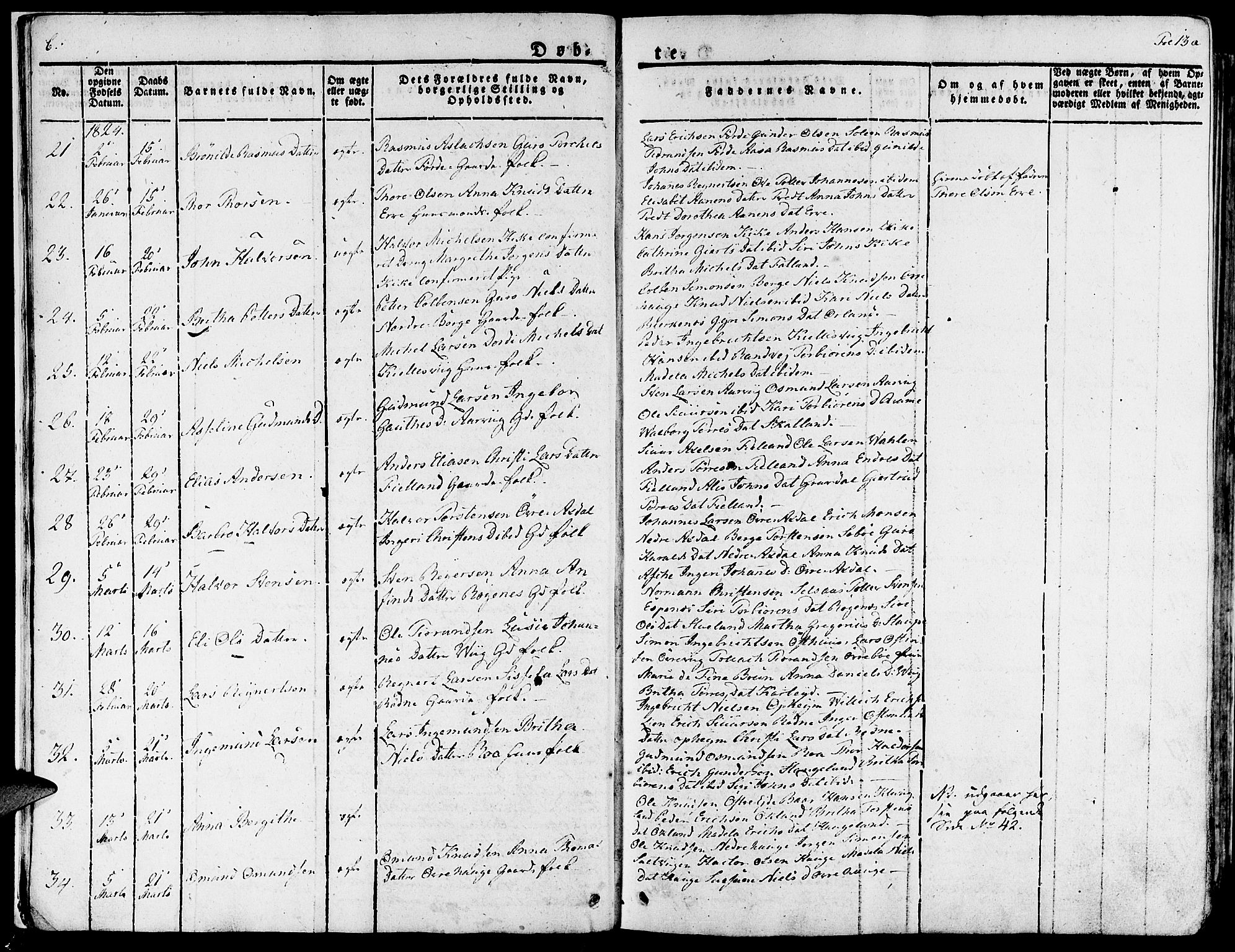 Fjelberg sokneprestembete, SAB/A-75201/H/Haa: Parish register (official) no. A 5, 1822-1834, p. 13