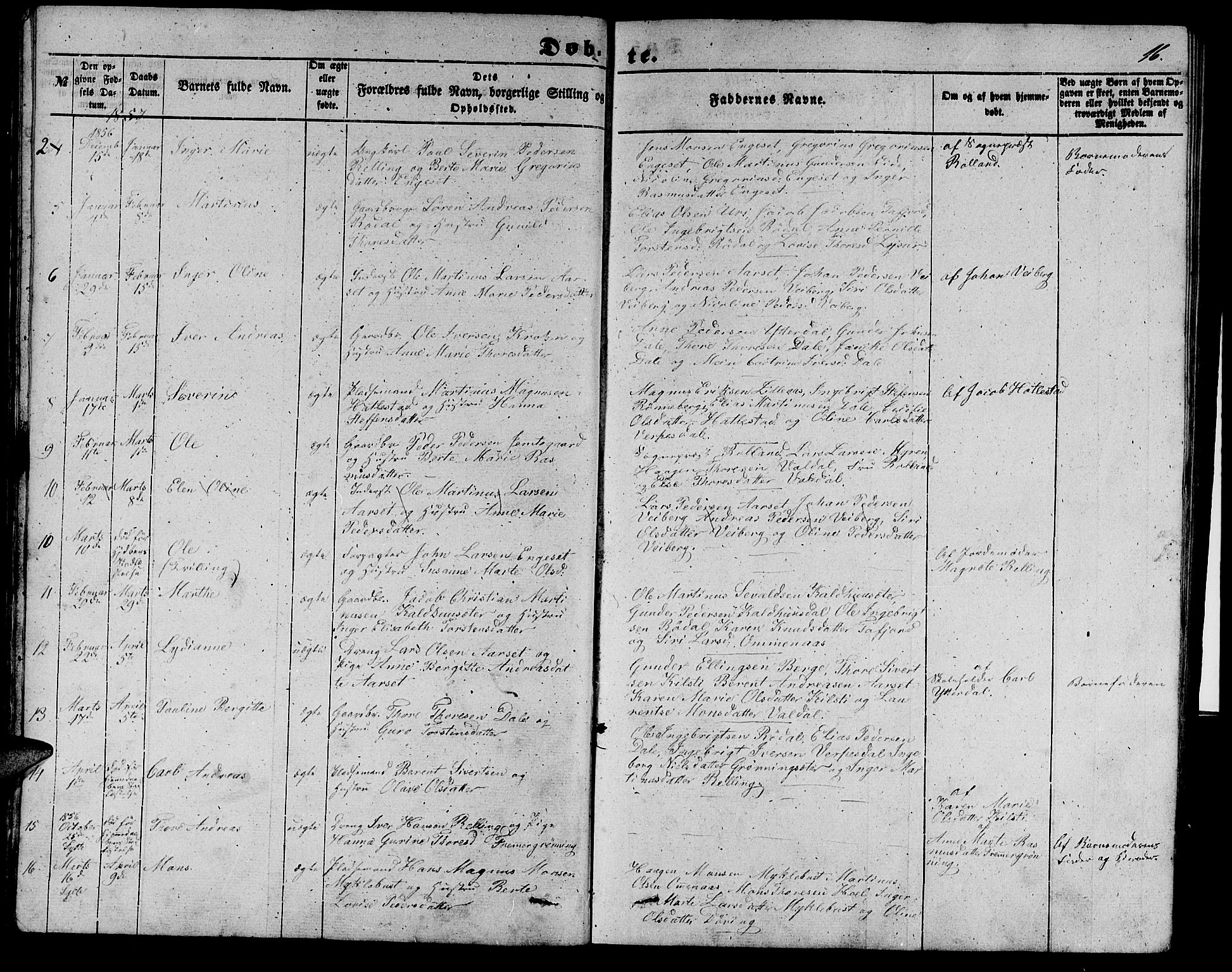 Ministerialprotokoller, klokkerbøker og fødselsregistre - Møre og Romsdal, AV/SAT-A-1454/519/L0261: Parish register (copy) no. 519C02, 1854-1867, p. 16