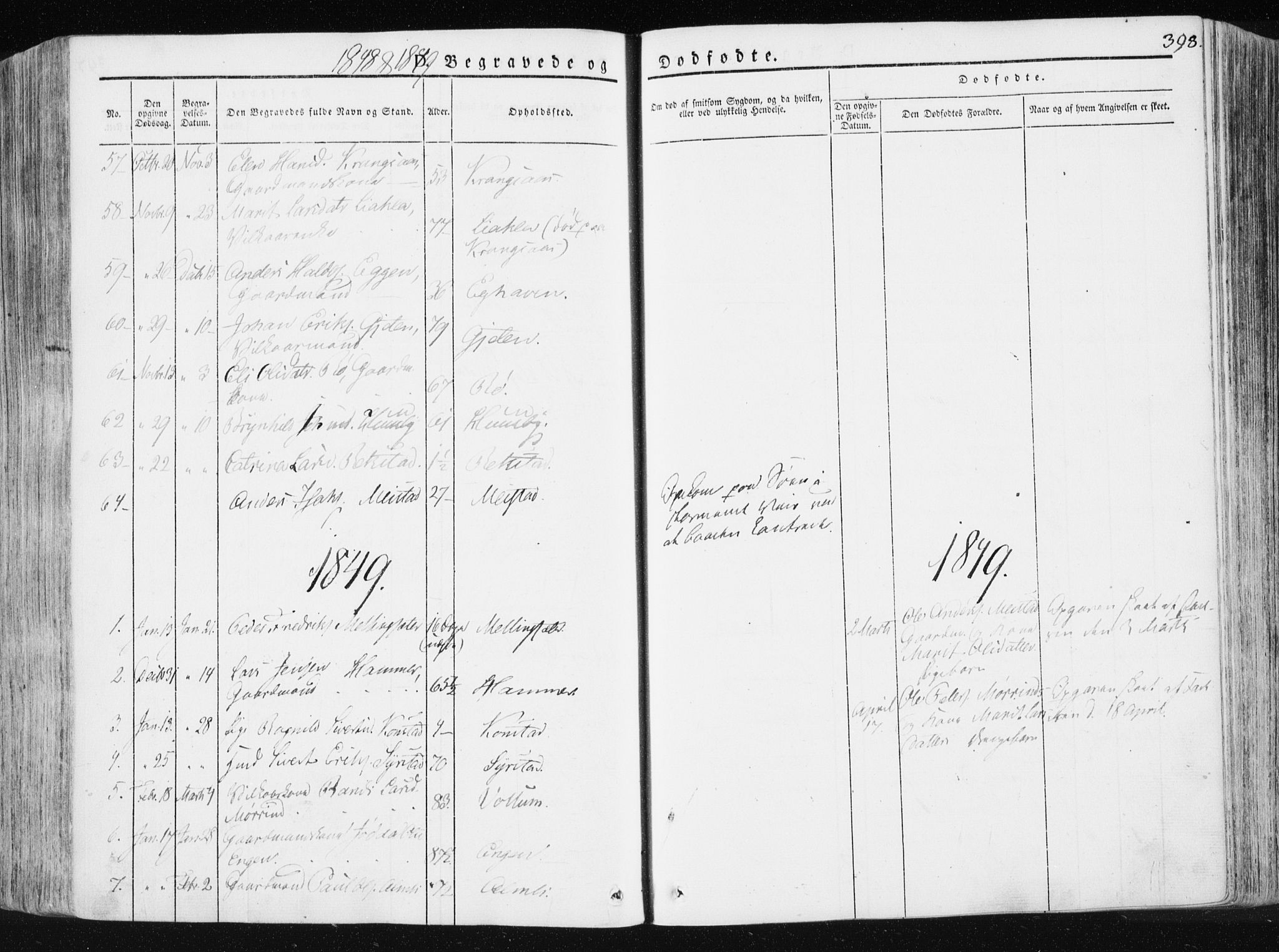 Ministerialprotokoller, klokkerbøker og fødselsregistre - Sør-Trøndelag, SAT/A-1456/665/L0771: Parish register (official) no. 665A06, 1830-1856, p. 398