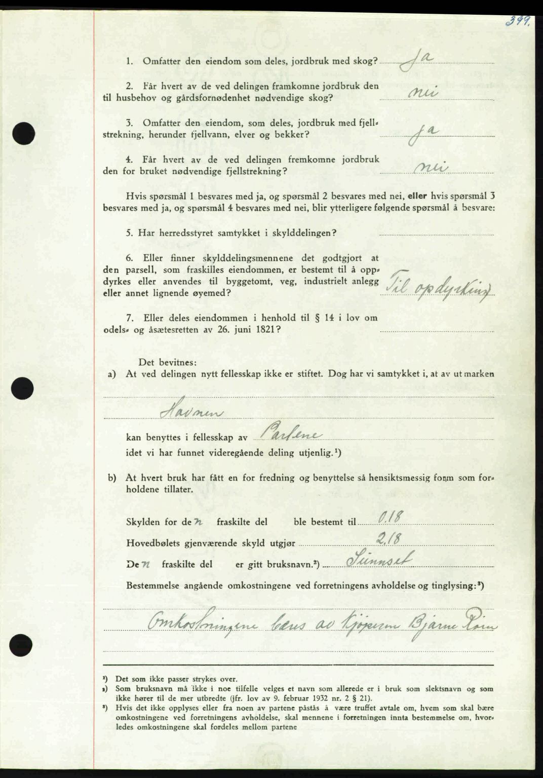 Nordmøre sorenskriveri, AV/SAT-A-4132/1/2/2Ca: Mortgage book no. A112, 1949-1949, Diary no: : 2522/1949