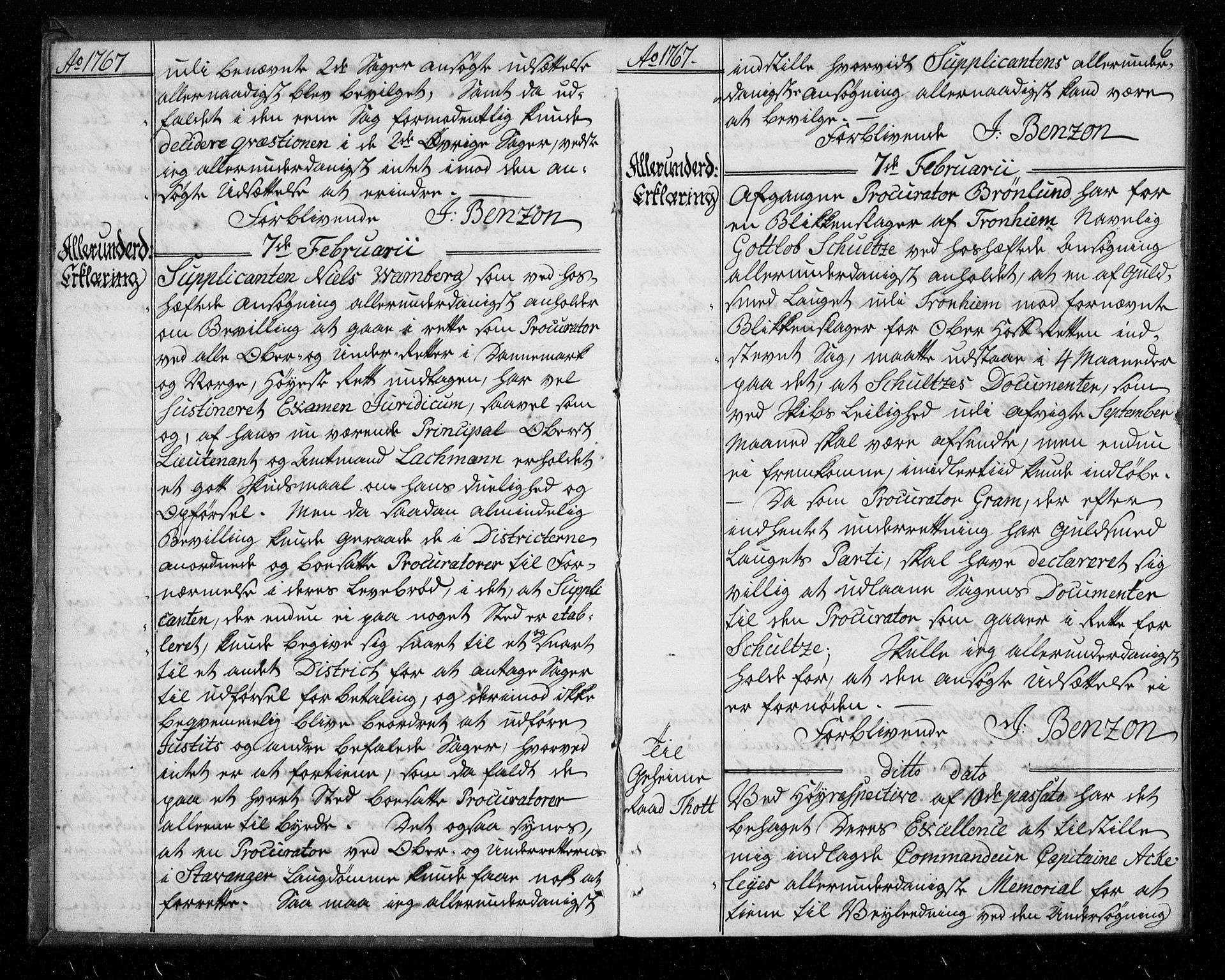 Stattholderembetet 1572-1771, AV/RA-EA-2870/Bf/L0006: Stattholderprotokoll (allmenn kopibok), 1767-1768, p. 5b-6a