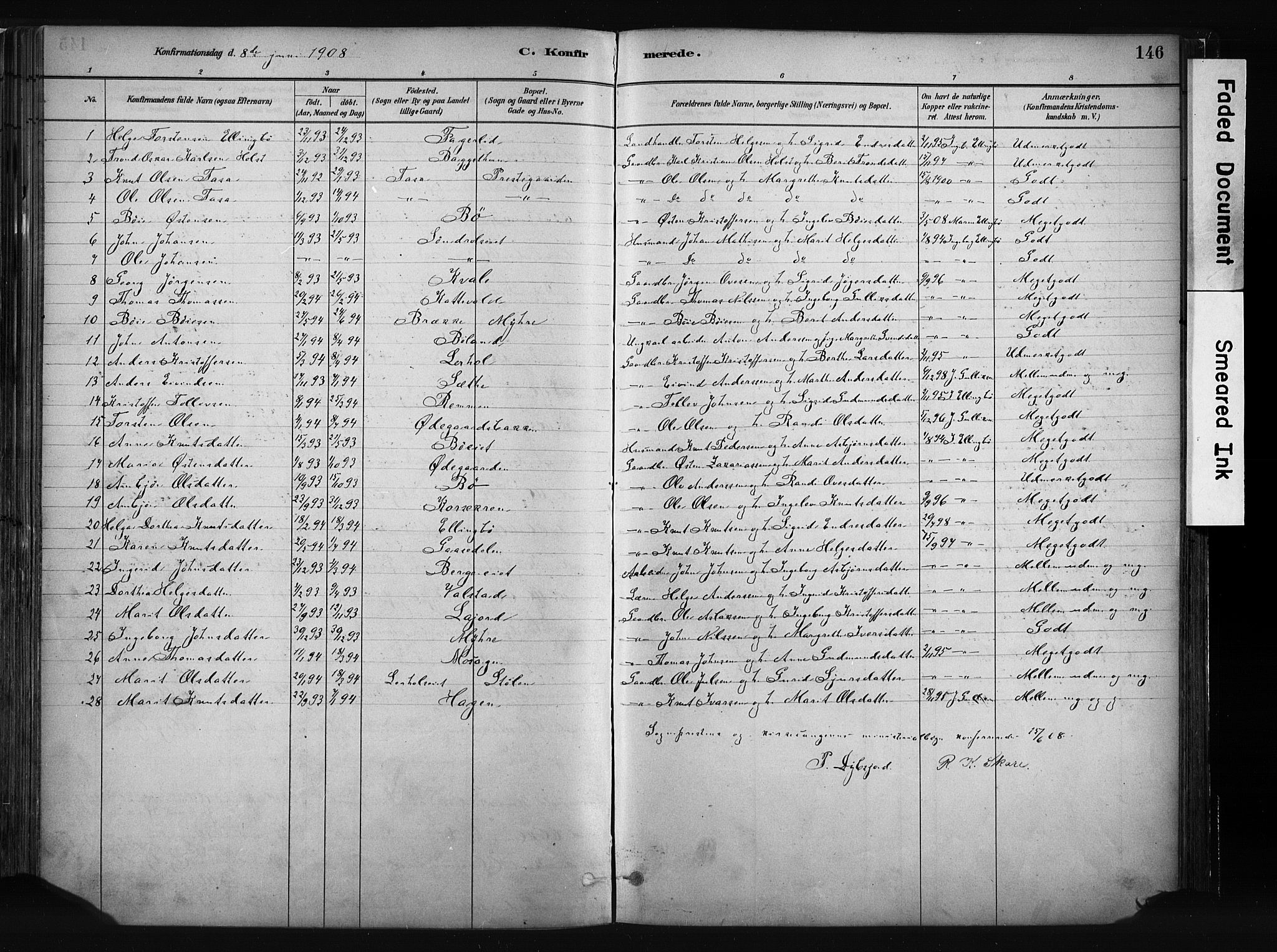 Vang prestekontor, Valdres, SAH/PREST-140/H/Ha/L0008: Parish register (official) no. 8, 1882-1910, p. 146