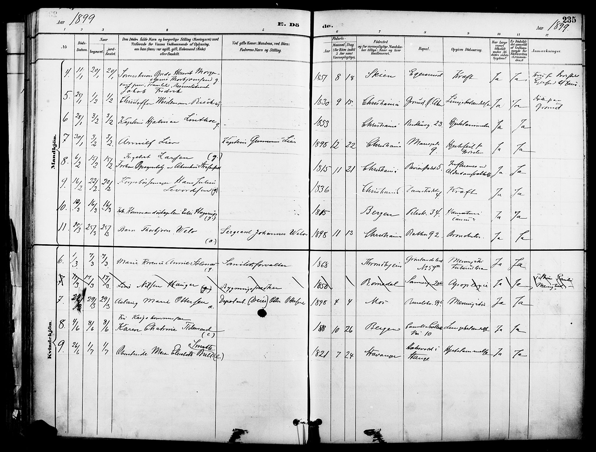 Garnisonsmenigheten Kirkebøker, SAO/A-10846/F/Fa/L0013: Parish register (official) no. 13, 1894-1904, p. 235