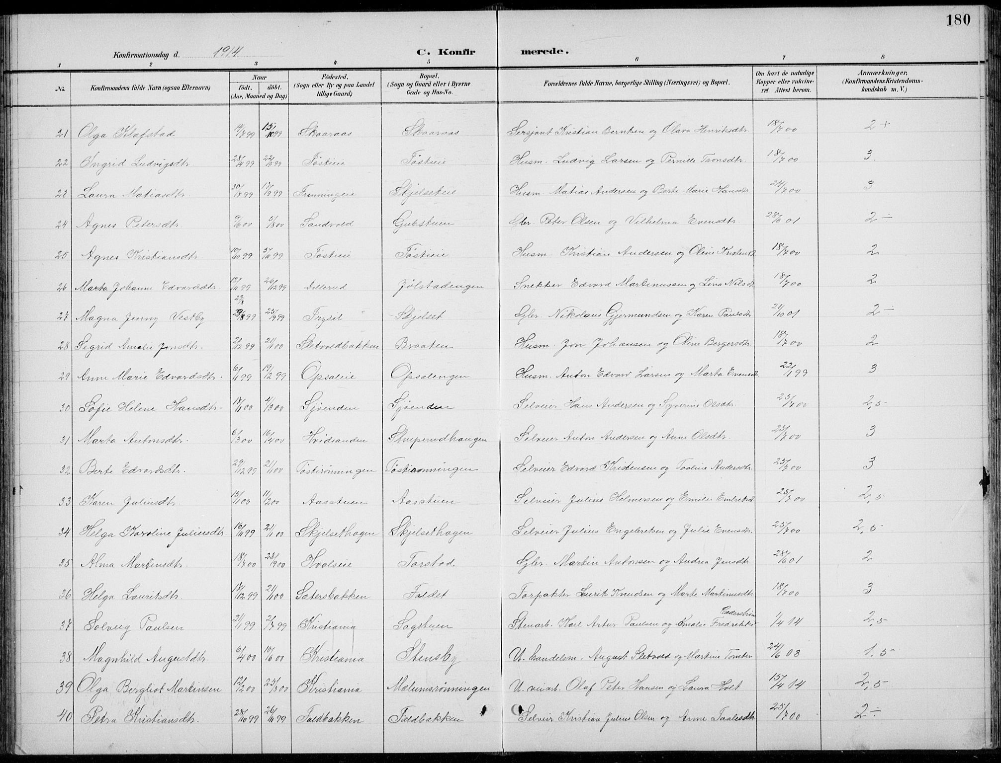 Romedal prestekontor, AV/SAH-PREST-004/L/L0013: Parish register (copy) no. 13, 1896-1937, p. 180