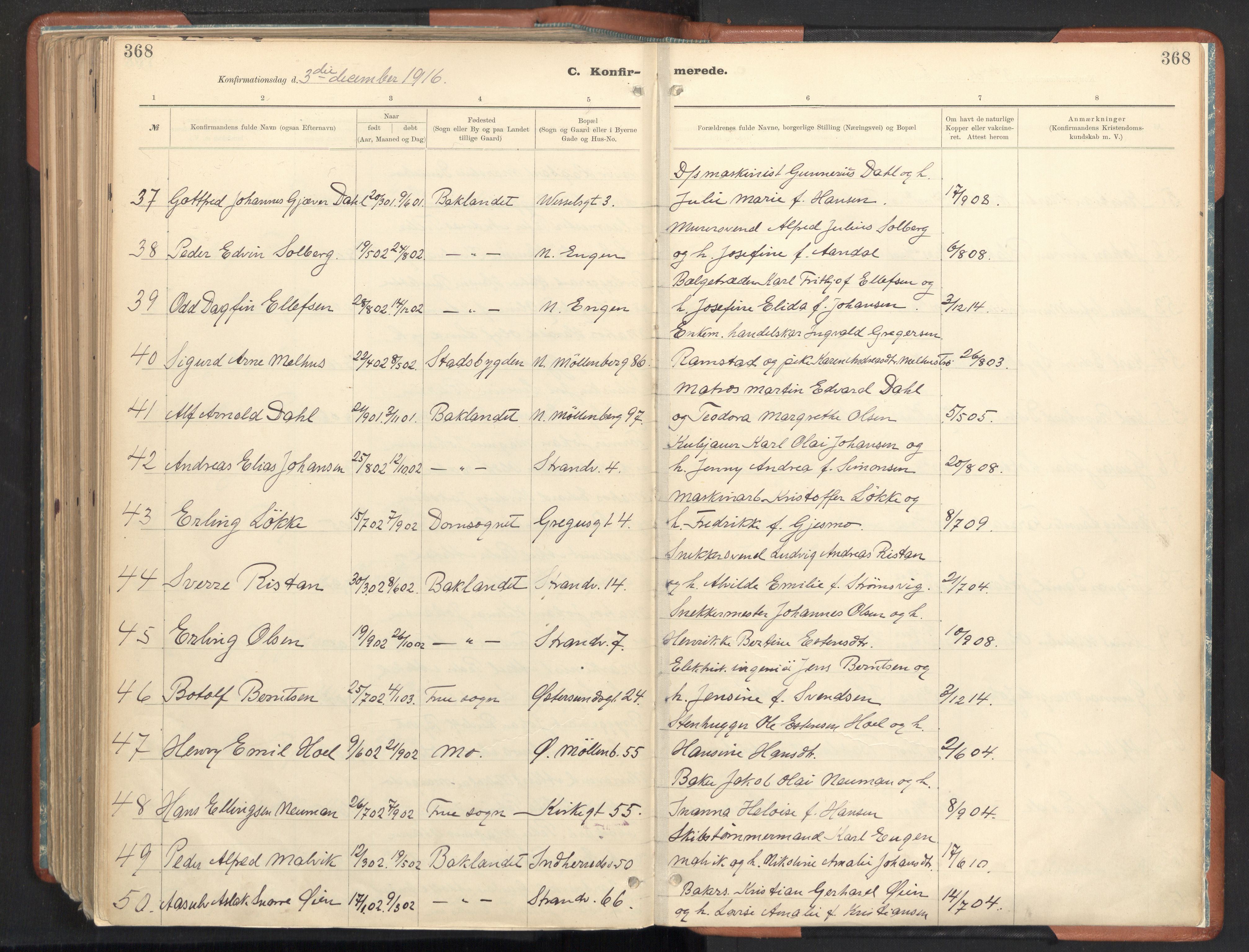 Ministerialprotokoller, klokkerbøker og fødselsregistre - Sør-Trøndelag, AV/SAT-A-1456/605/L0243: Parish register (official) no. 605A05, 1908-1923, p. 368