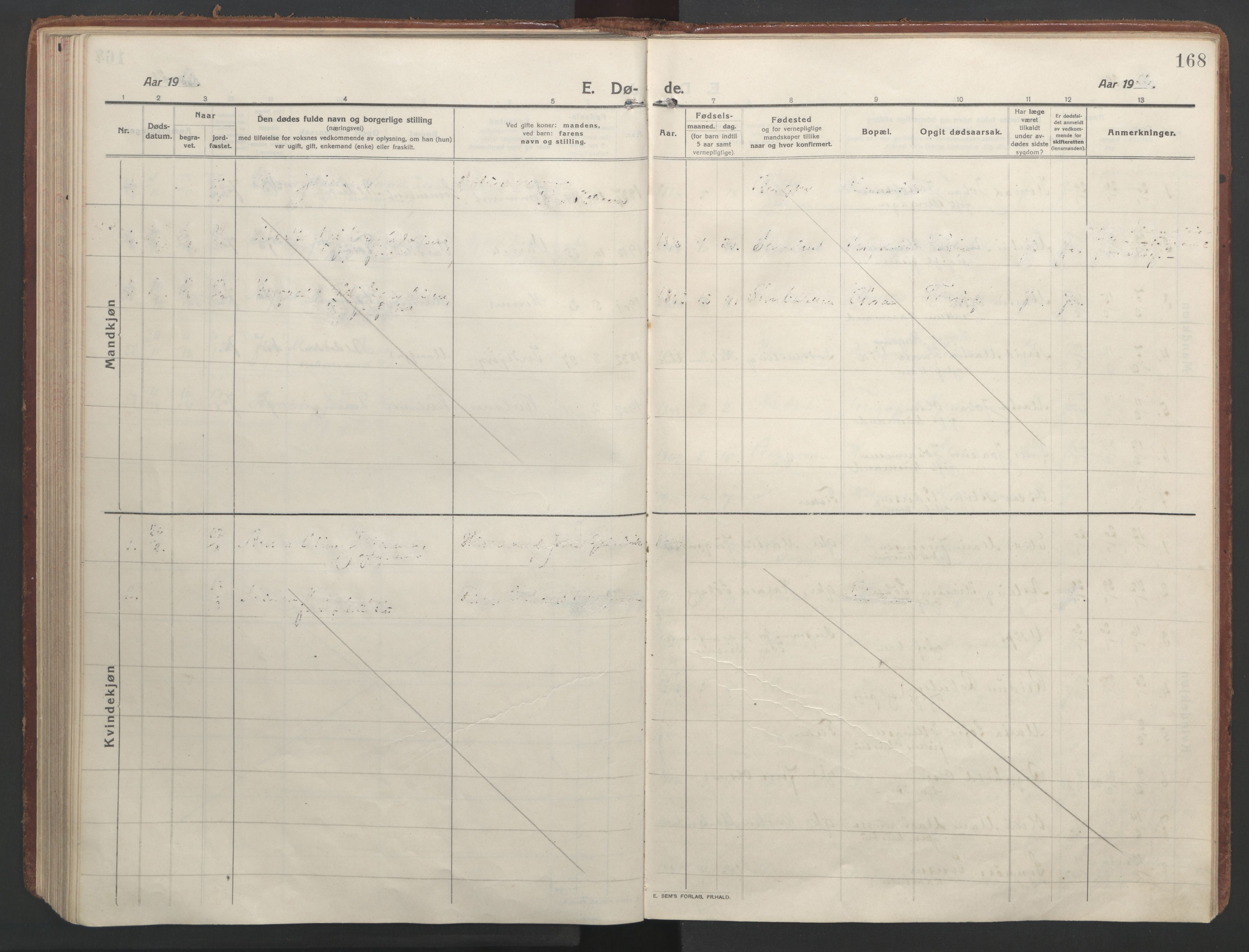 Ministerialprotokoller, klokkerbøker og fødselsregistre - Nordland, AV/SAT-A-1459/888/L1251: Parish register (official) no. 888A17, 1913-1925, p. 168