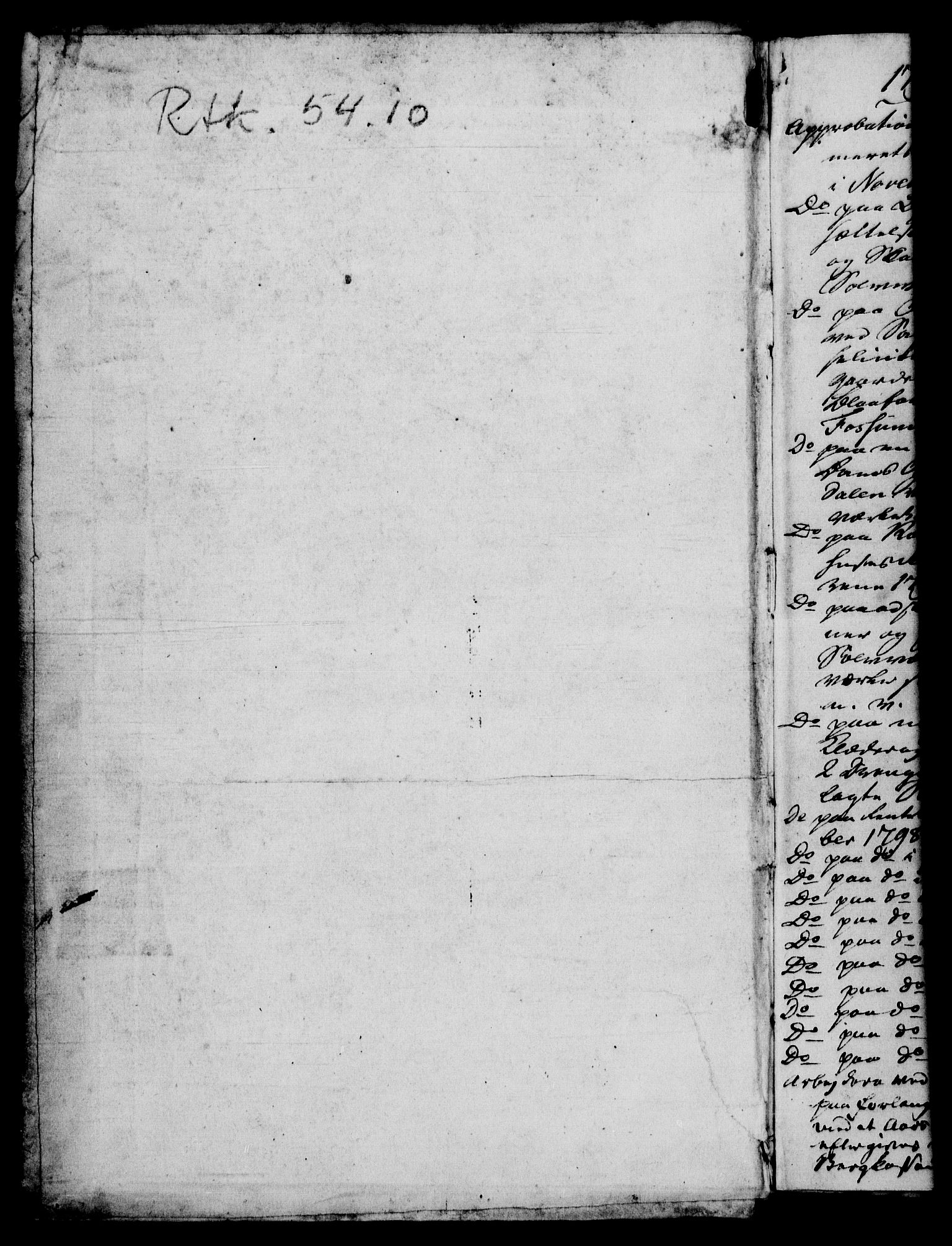 Rentekammeret, Renteskriverkontorene, RA/EA-3115/M/Mf/Mfb/L0004: Relasjons- og resolusjonsprotokoll med register (merket RK 54.10), 1799-1800