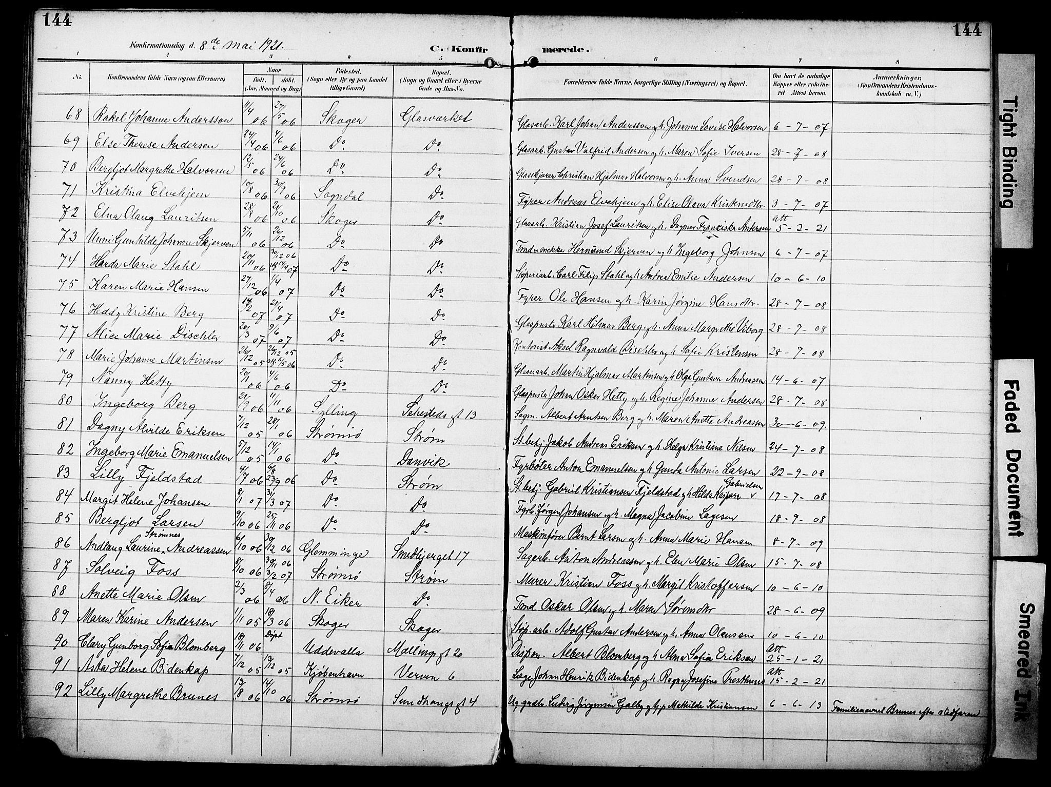 Strømsø kirkebøker, AV/SAKO-A-246/F/Fa/L0025: Parish register (official) no. I 25, 1893-1922, p. 144