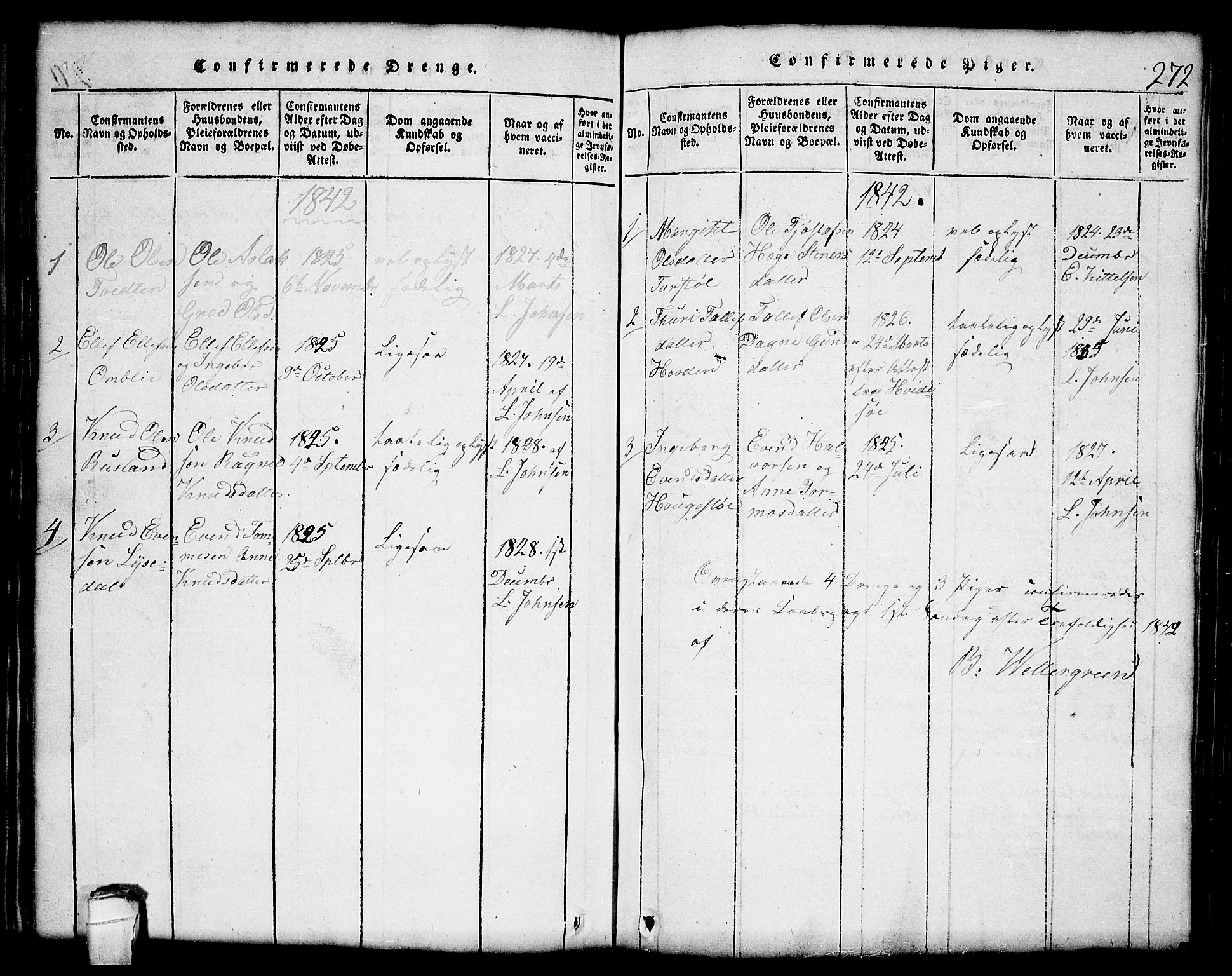 Lårdal kirkebøker, AV/SAKO-A-284/G/Gc/L0001: Parish register (copy) no. III 1, 1815-1854, p. 272