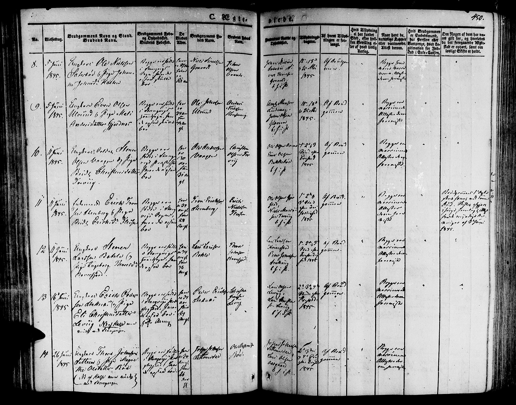 Ministerialprotokoller, klokkerbøker og fødselsregistre - Møre og Romsdal, AV/SAT-A-1454/592/L1024: Parish register (official) no. 592A03 /1, 1831-1849, p. 450