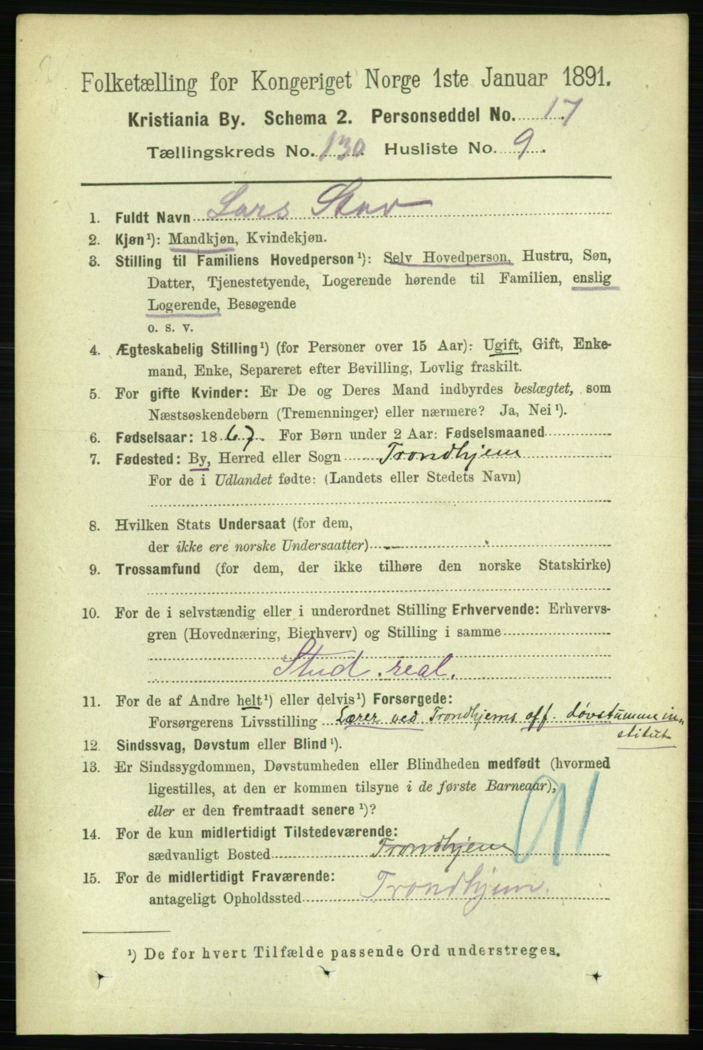 RA, 1891 census for 0301 Kristiania, 1891, p. 70255