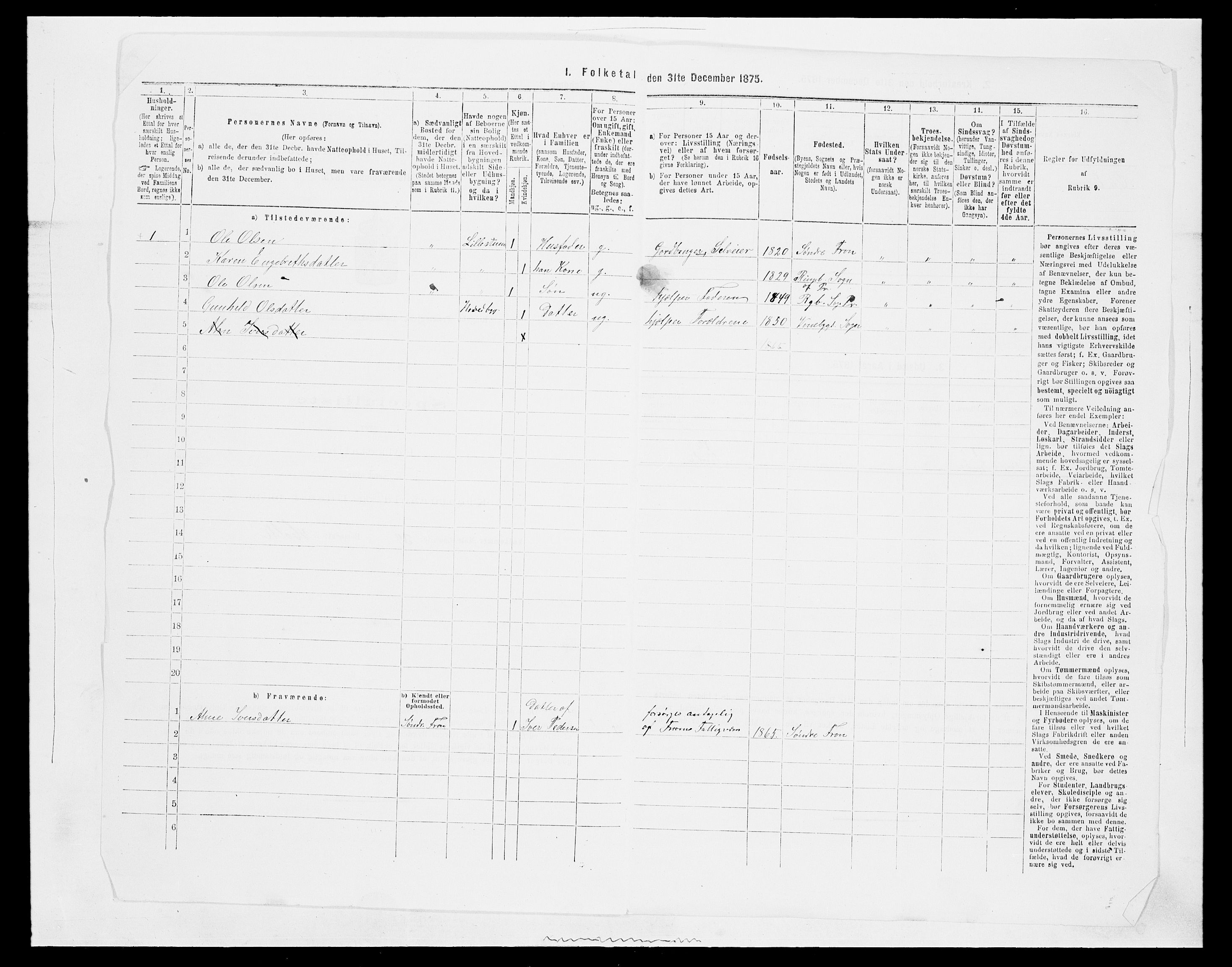 SAH, 1875 census for 0520P Ringebu, 1875, p. 86