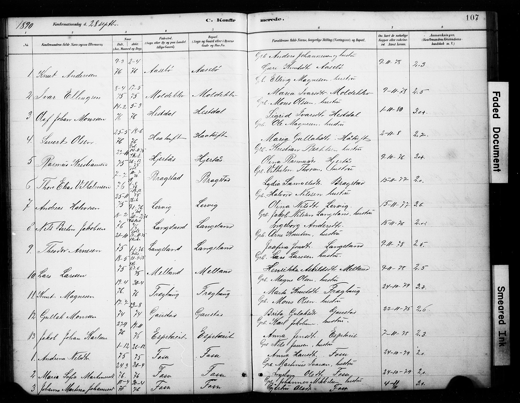 Alversund Sokneprestembete, SAB/A-73901/H/Ha/Hab: Parish register (copy) no. C 3, 1881-1894, p. 107