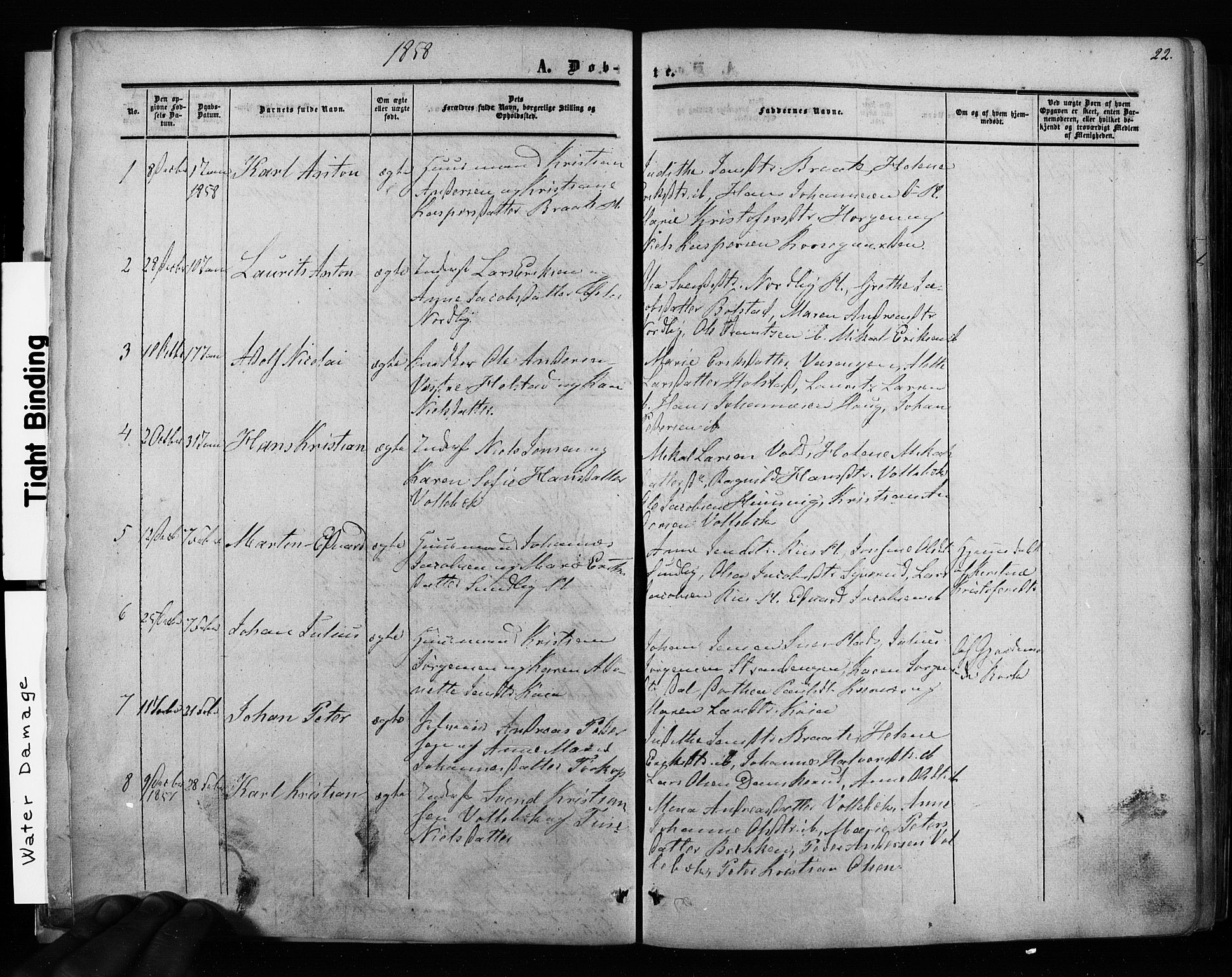 Ås prestekontor Kirkebøker, AV/SAO-A-10894/F/Fa/L0007: Parish register (official) no. I 7, 1854-1870, p. 22