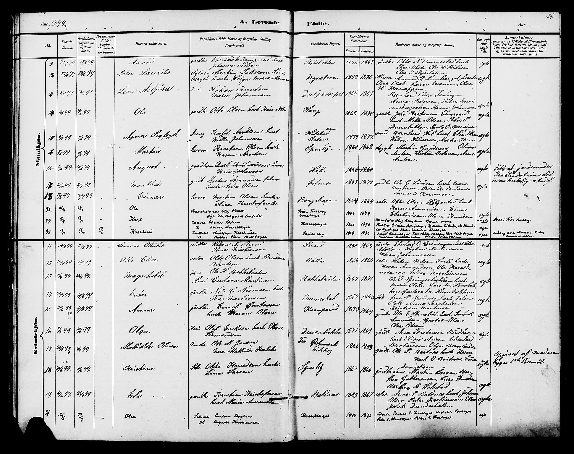 Hof prestekontor, AV/SAH-PREST-038/H/Ha/Hab/L0001: Parish register (copy) no. 1, 1895-1914, p. 24