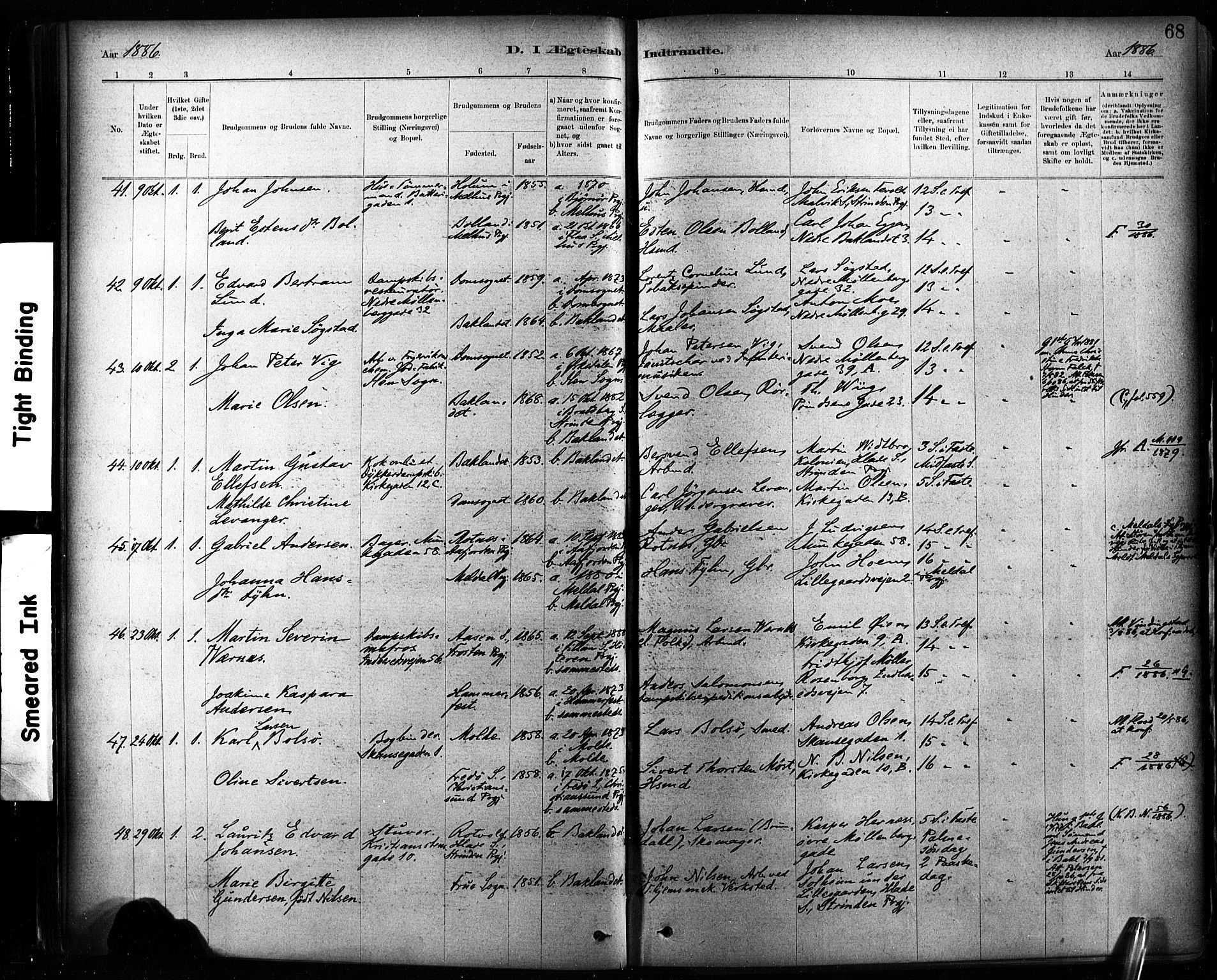 Ministerialprotokoller, klokkerbøker og fødselsregistre - Sør-Trøndelag, AV/SAT-A-1456/604/L0189: Parish register (official) no. 604A10, 1878-1892, p. 68