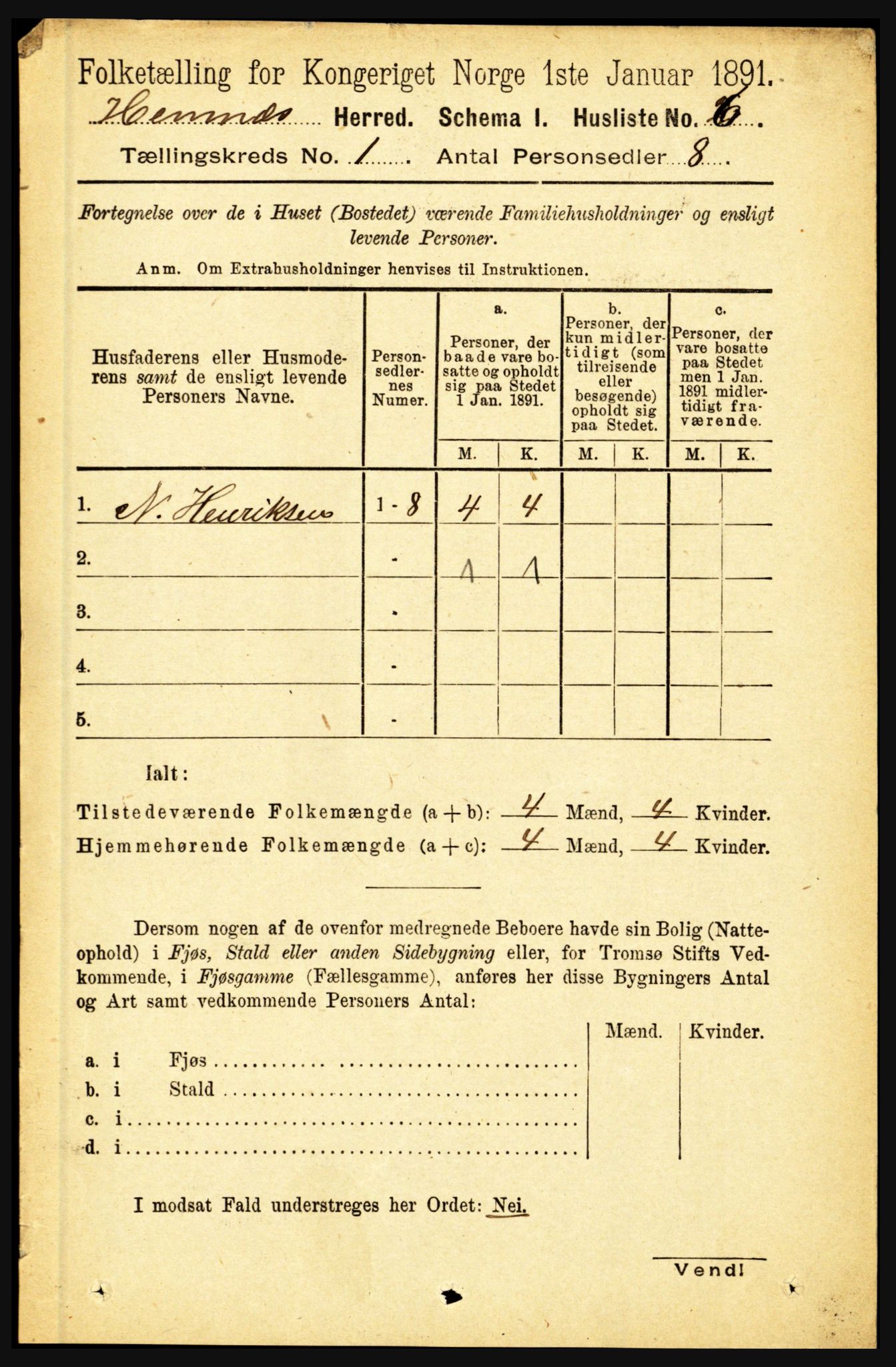 RA, 1891 census for 1832 Hemnes, 1891, p. 37