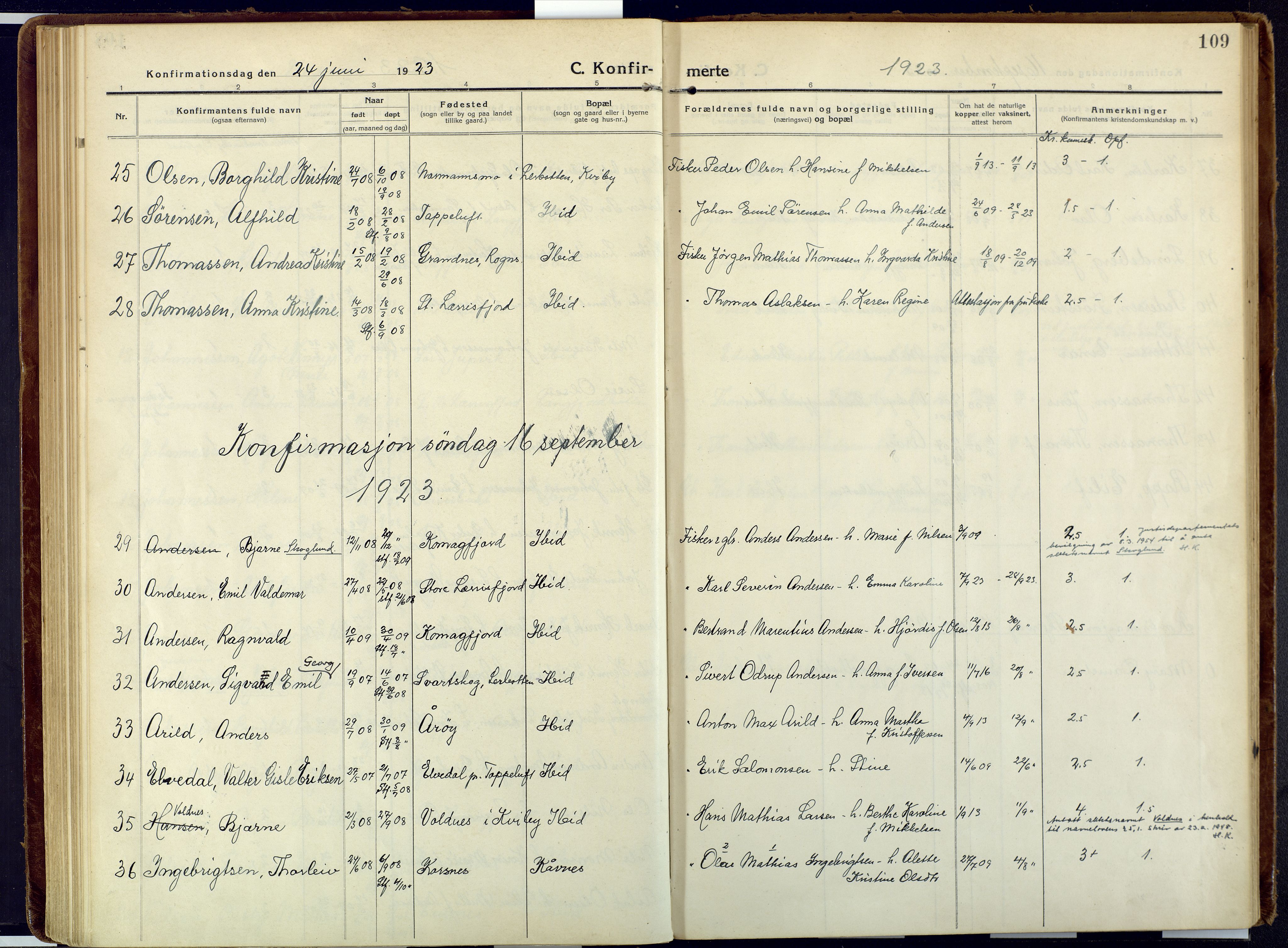 Talvik sokneprestkontor, SATØ/S-1337/H/Ha/L0018kirke: Parish register (official) no. 18, 1915-1924, p. 109