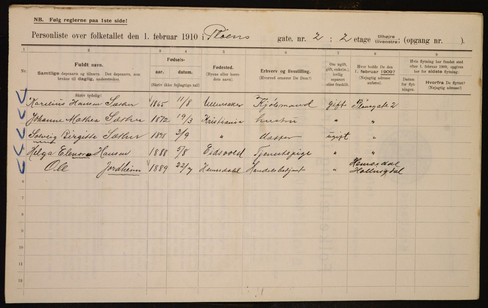 OBA, Municipal Census 1910 for Kristiania, 1910, p. 77622