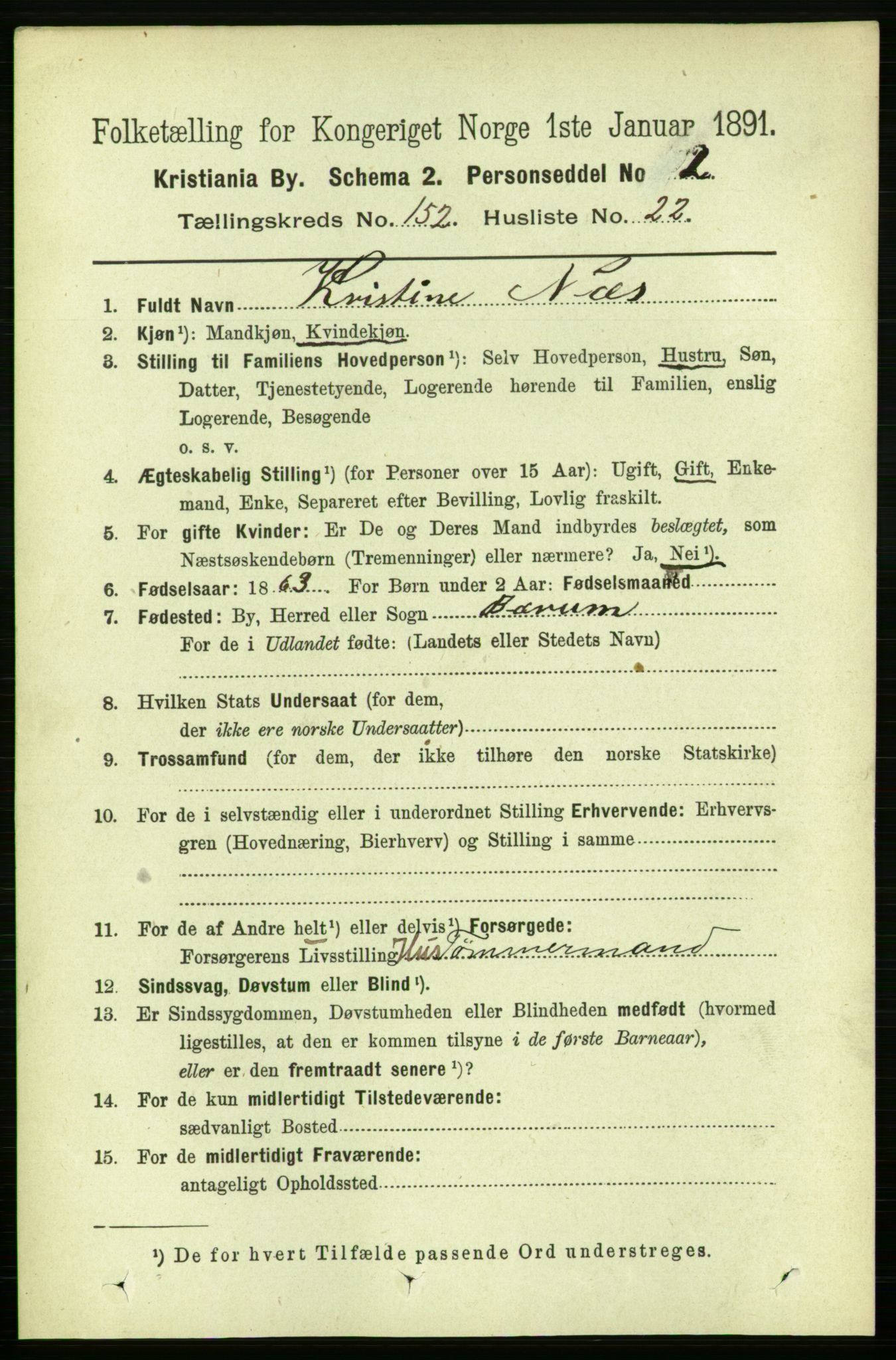 RA, 1891 census for 0301 Kristiania, 1891, p. 85844