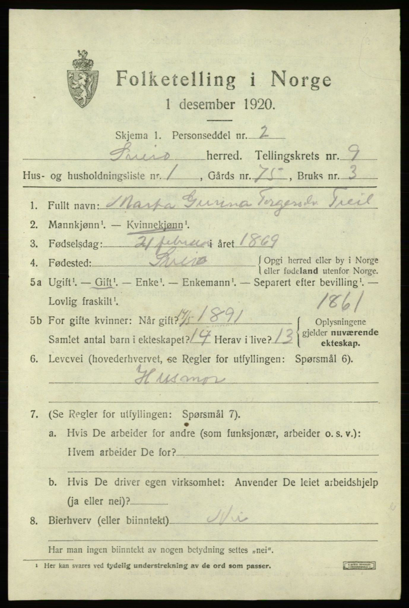 SAB, 1920 census for Sveio, 1920, p. 4440