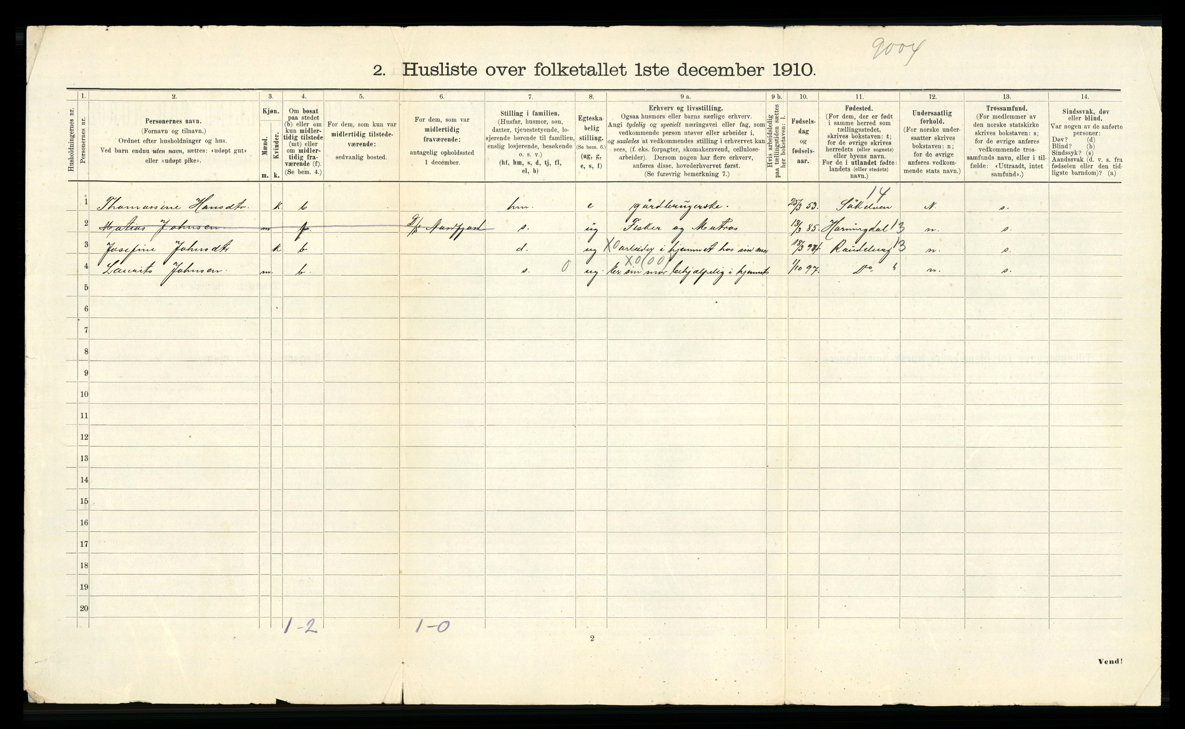 RA, 1910 census for Nord-Vågsøy, 1910, p. 26