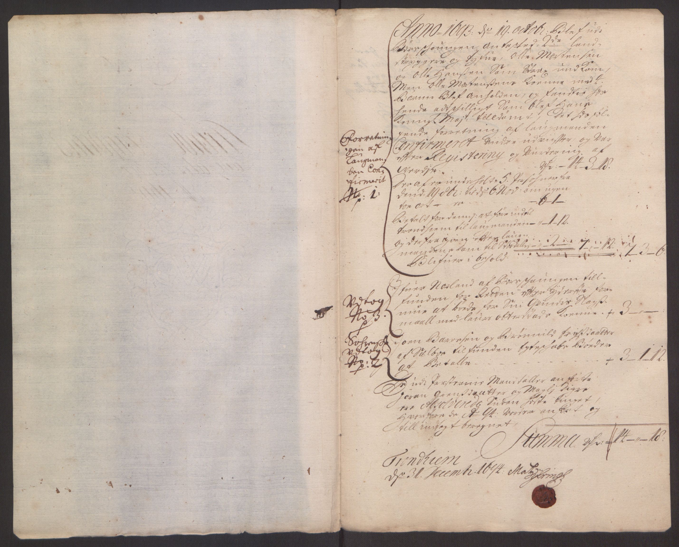 Rentekammeret inntil 1814, Reviderte regnskaper, Fogderegnskap, RA/EA-4092/R61/L4104: Fogderegnskap Strinda og Selbu, 1693-1694, p. 135
