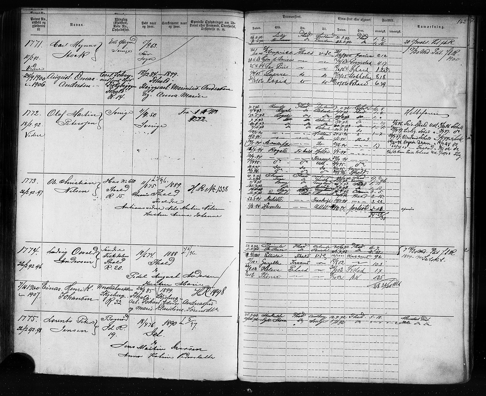 Halden mønstringskontor, AV/SAO-A-10569a/F/Fc/Fca/L0005: Annotasjonsrulle, 1875-1910, p. 167