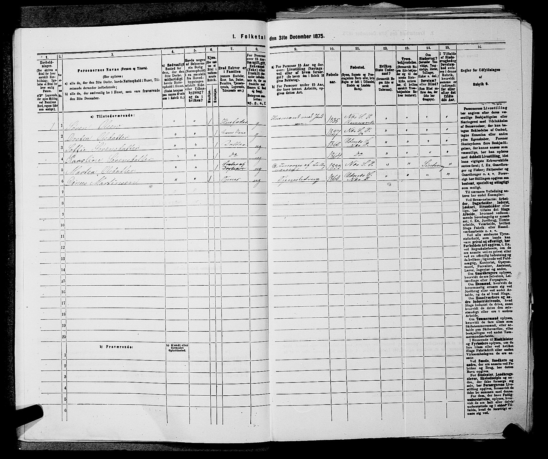 RA, 1875 census for 0236P Nes, 1875, p. 2287