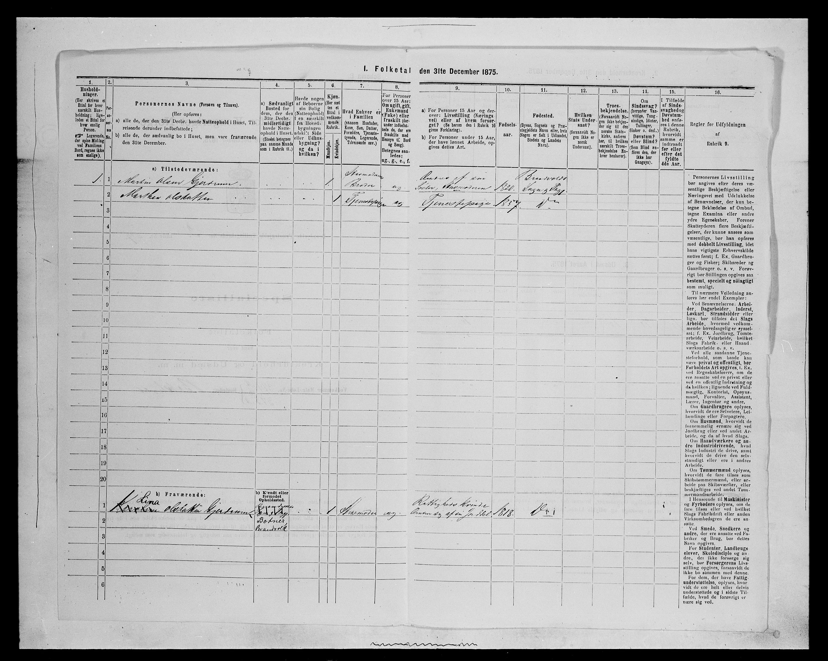 SAH, 1875 census for 0422P Brandval, 1875, p. 529