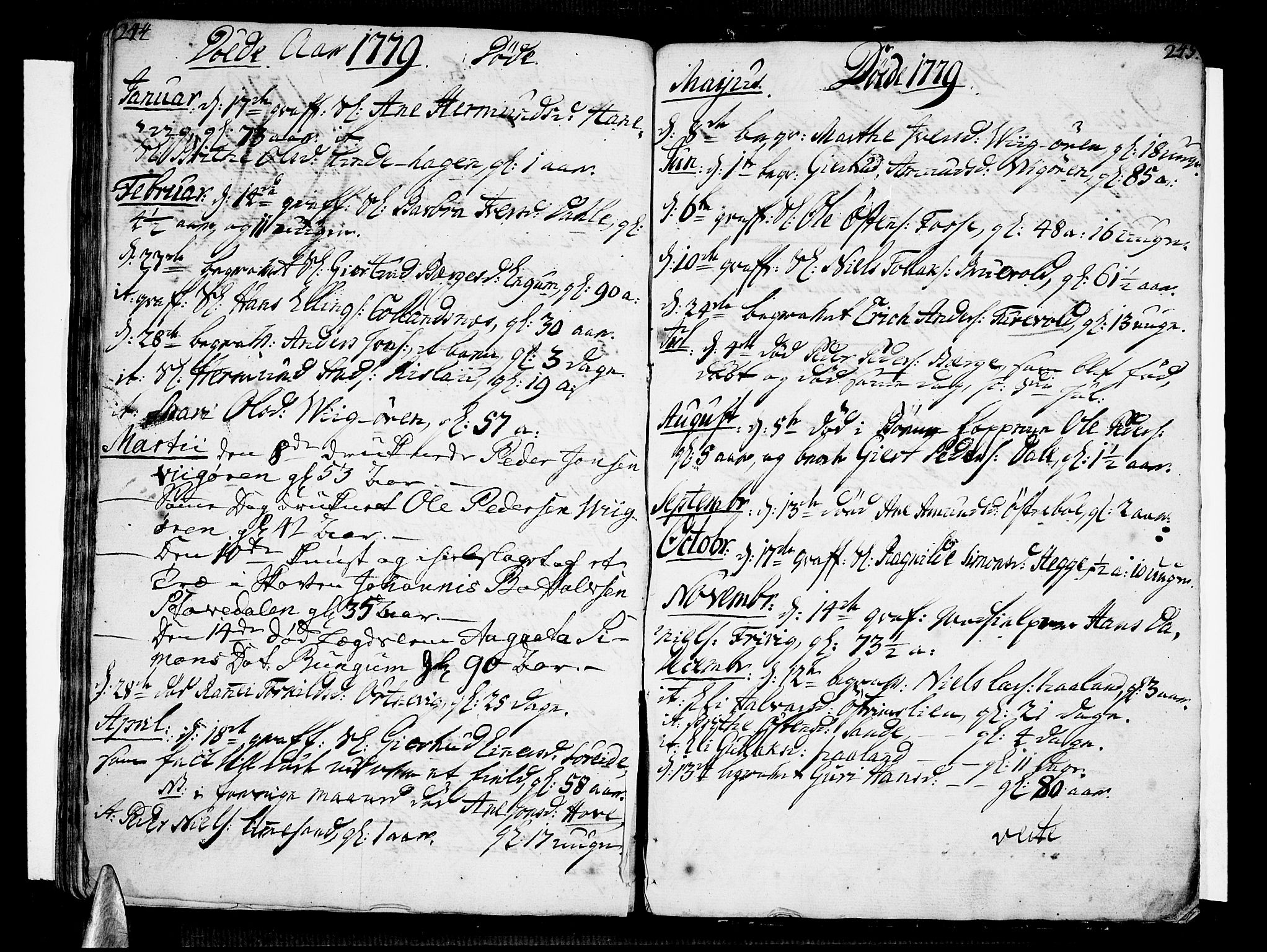 Vik sokneprestembete, AV/SAB-A-81501/H/Haa/Haaa/L0004: Parish register (official) no. A 4, 1772-1783, p. 244-245