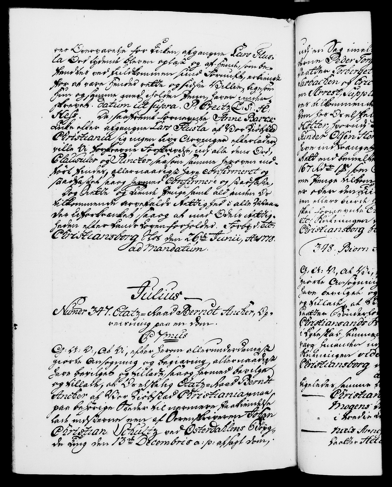 Danske Kanselli 1572-1799, RA/EA-3023/F/Fc/Fca/Fcaa/L0047: Norske registre, 1776-1778, p. 808b