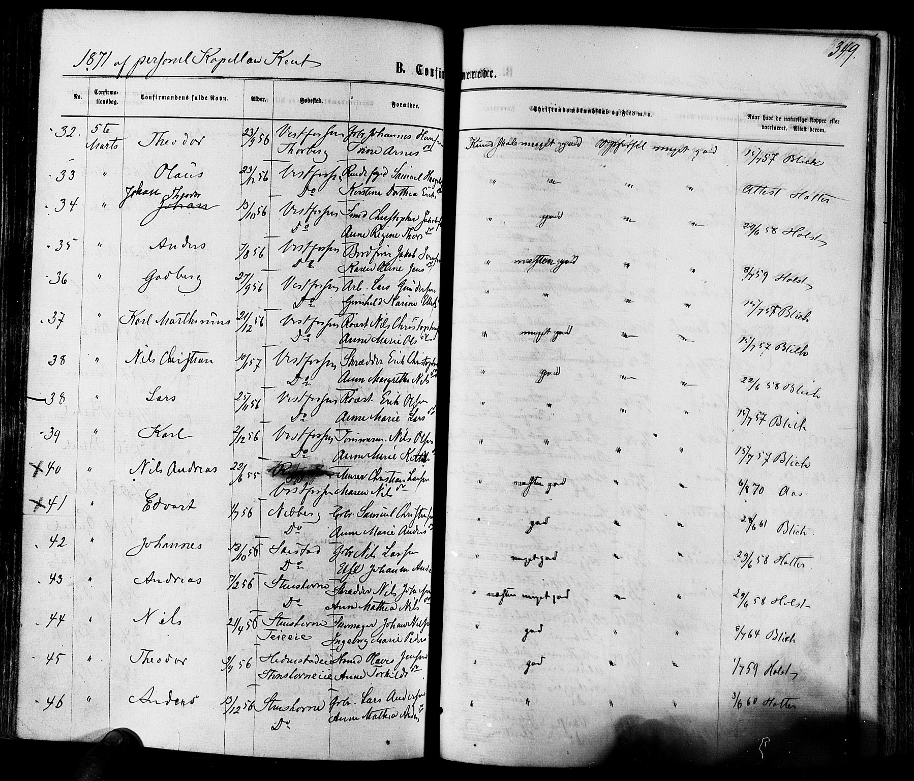 Eiker kirkebøker, AV/SAKO-A-4/F/Fa/L0017: Parish register (official) no. I 17, 1869-1877, p. 349