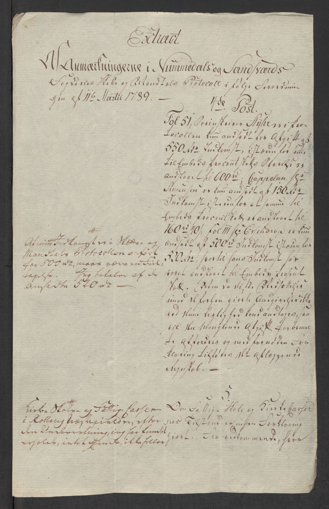 Rentekammeret inntil 1814, Reviderte regnskaper, Mindre regnskaper, AV/RA-EA-4068/Rf/Rfe/L0031: Nordmøre fogderi, Numedal og Sandsvær fogderi, 1789, p. 341