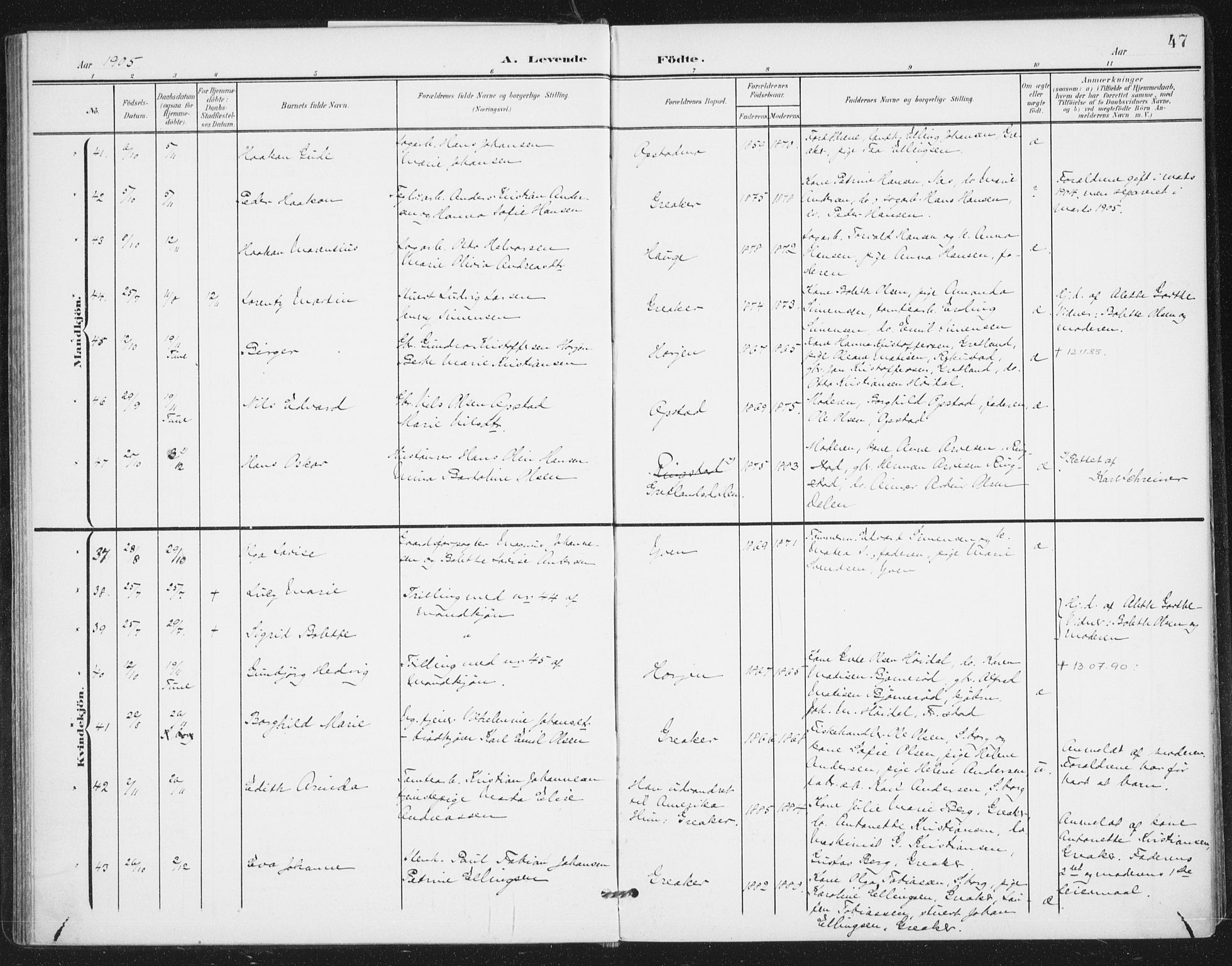 Rolvsøy prestekontor Kirkebøker, AV/SAO-A-2004/F/Fa/L0001: Parish register (official) no. 1, 1901-1909, p. 47