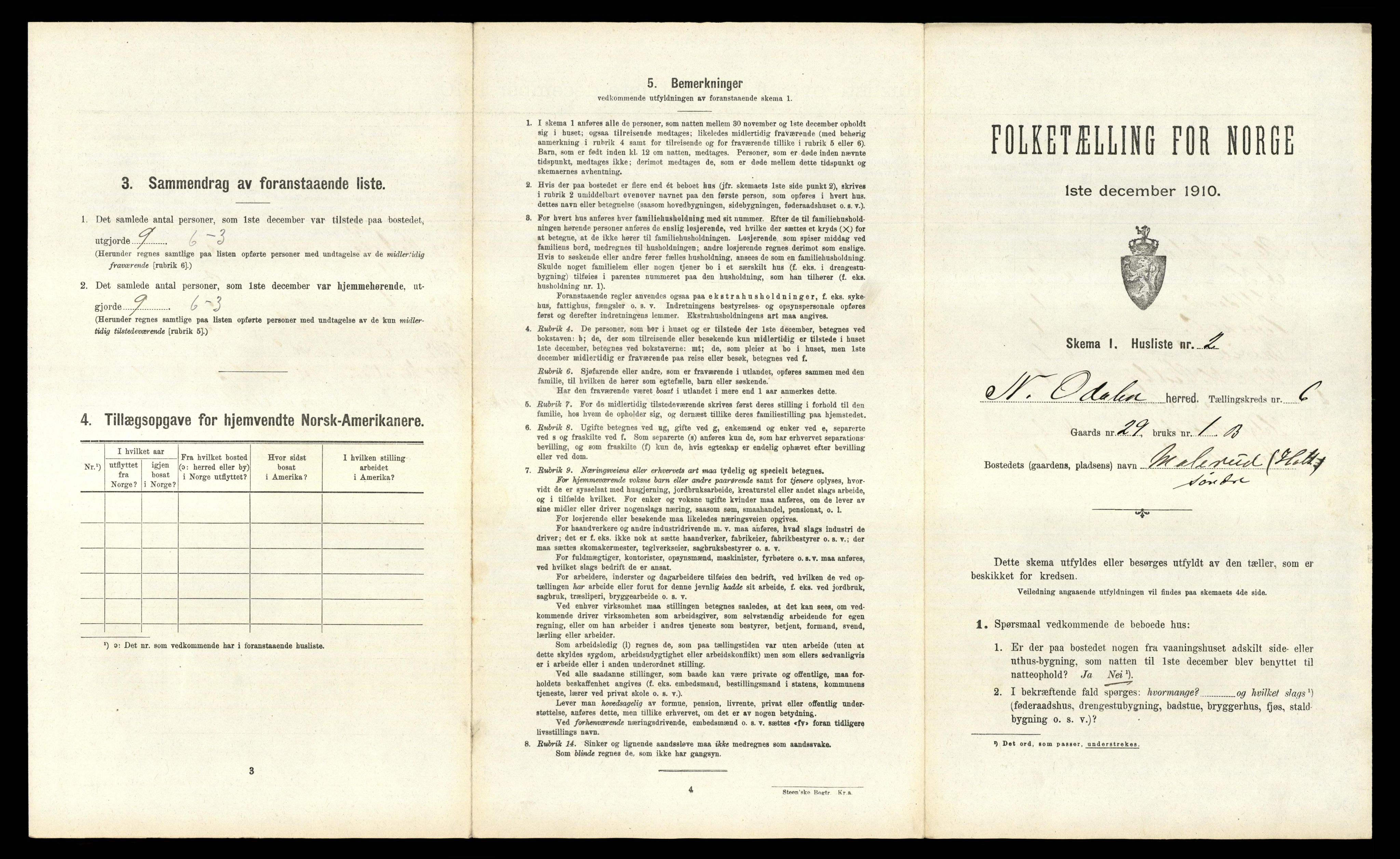 RA, 1910 census for Nord-Odal, 1910, p. 671