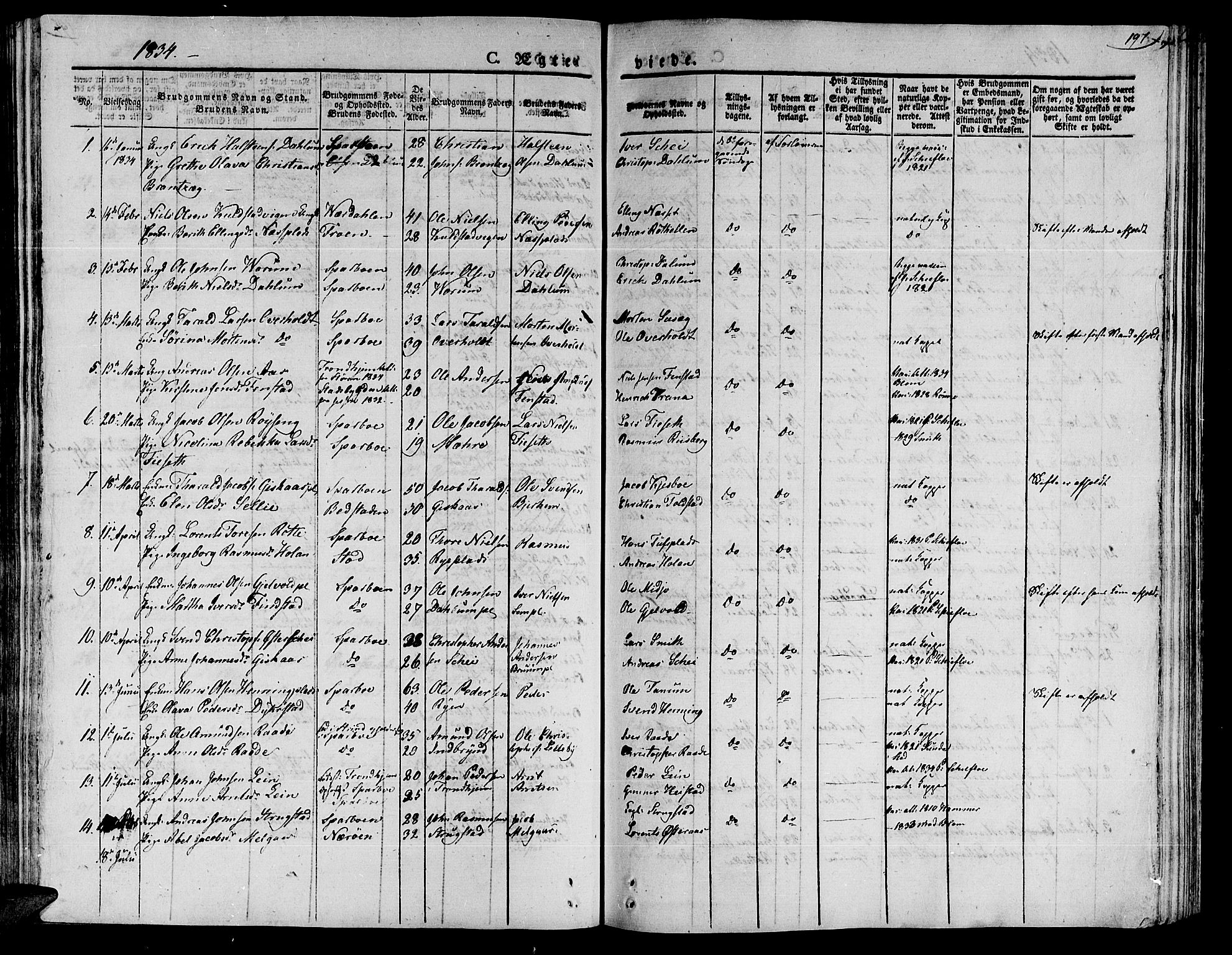 Ministerialprotokoller, klokkerbøker og fødselsregistre - Nord-Trøndelag, SAT/A-1458/735/L0336: Parish register (official) no. 735A05 /1, 1825-1835, p. 197