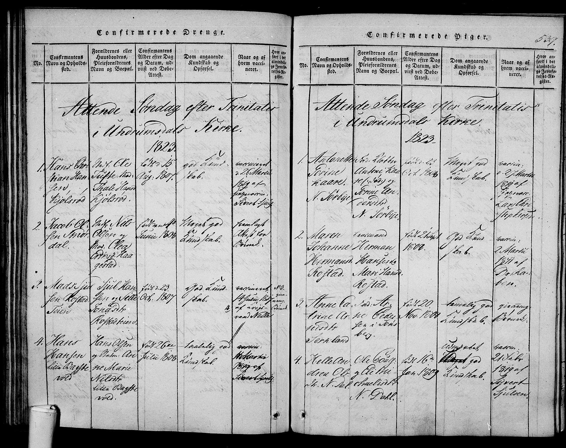 Våle kirkebøker, SAKO/A-334/F/Fa/L0007: Parish register (official) no. I 7, 1814-1824, p. 538-539