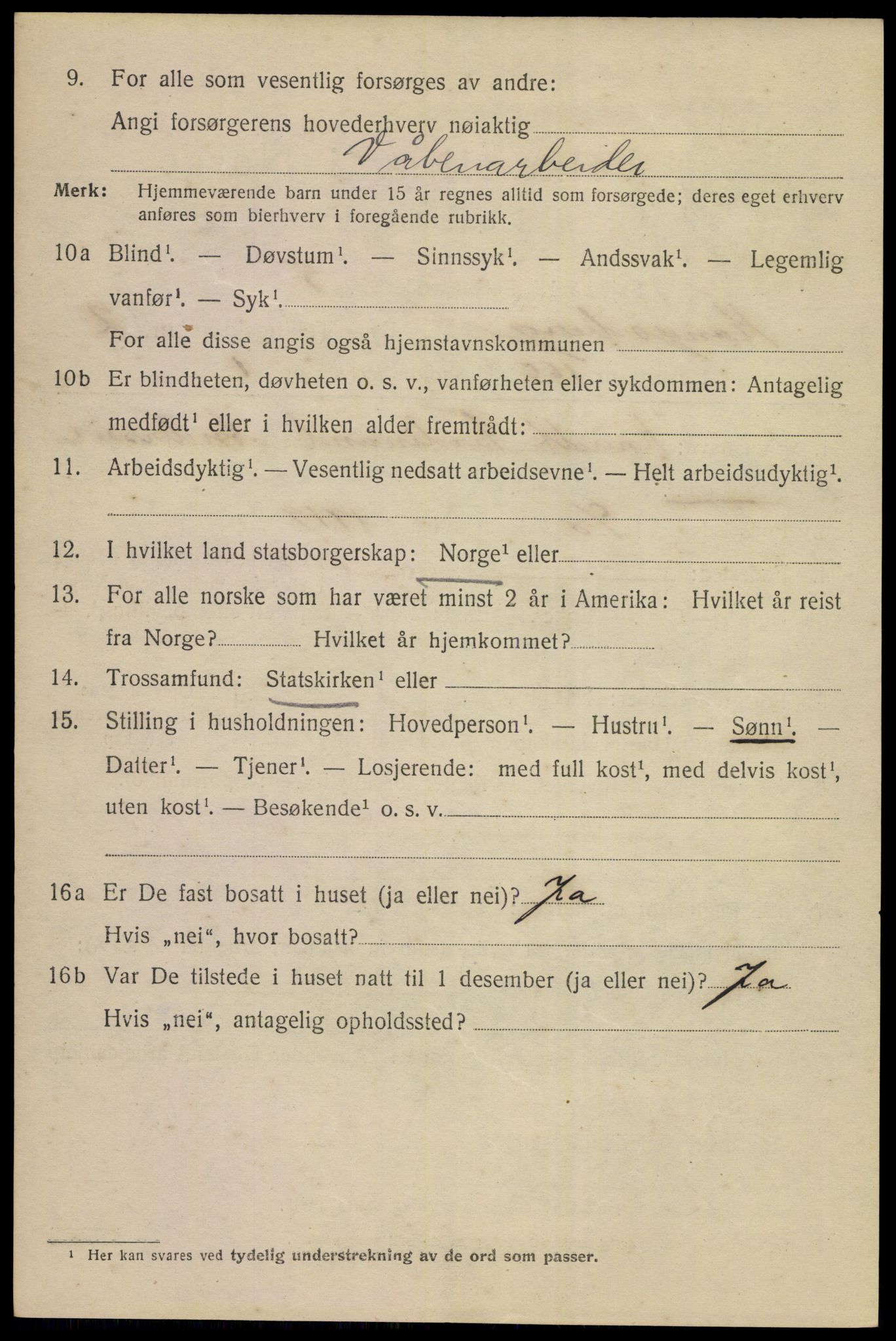 SAKO, 1920 census for Kongsberg, 1920, p. 9199