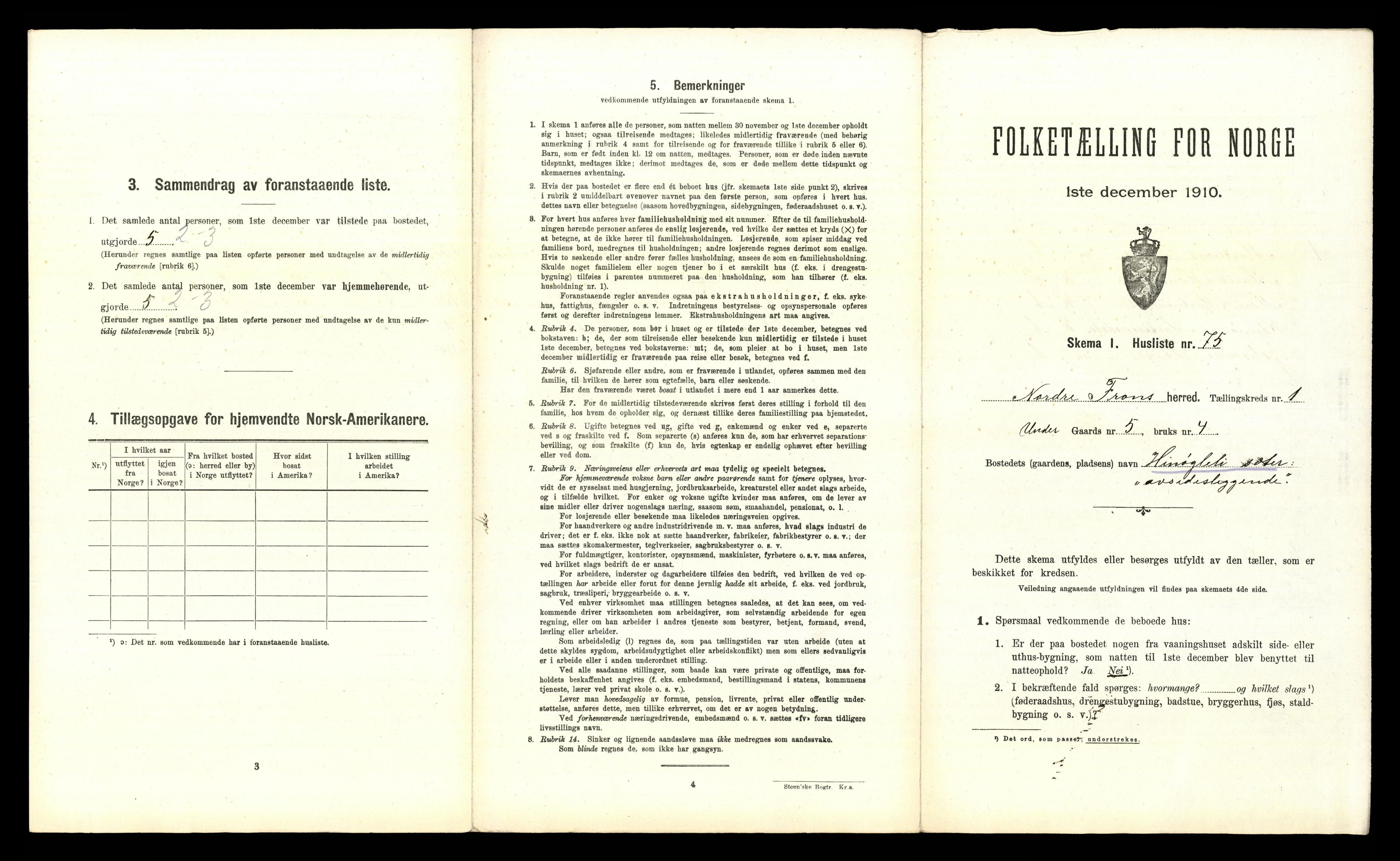 RA, 1910 census for Nord-Fron, 1910, p. 190