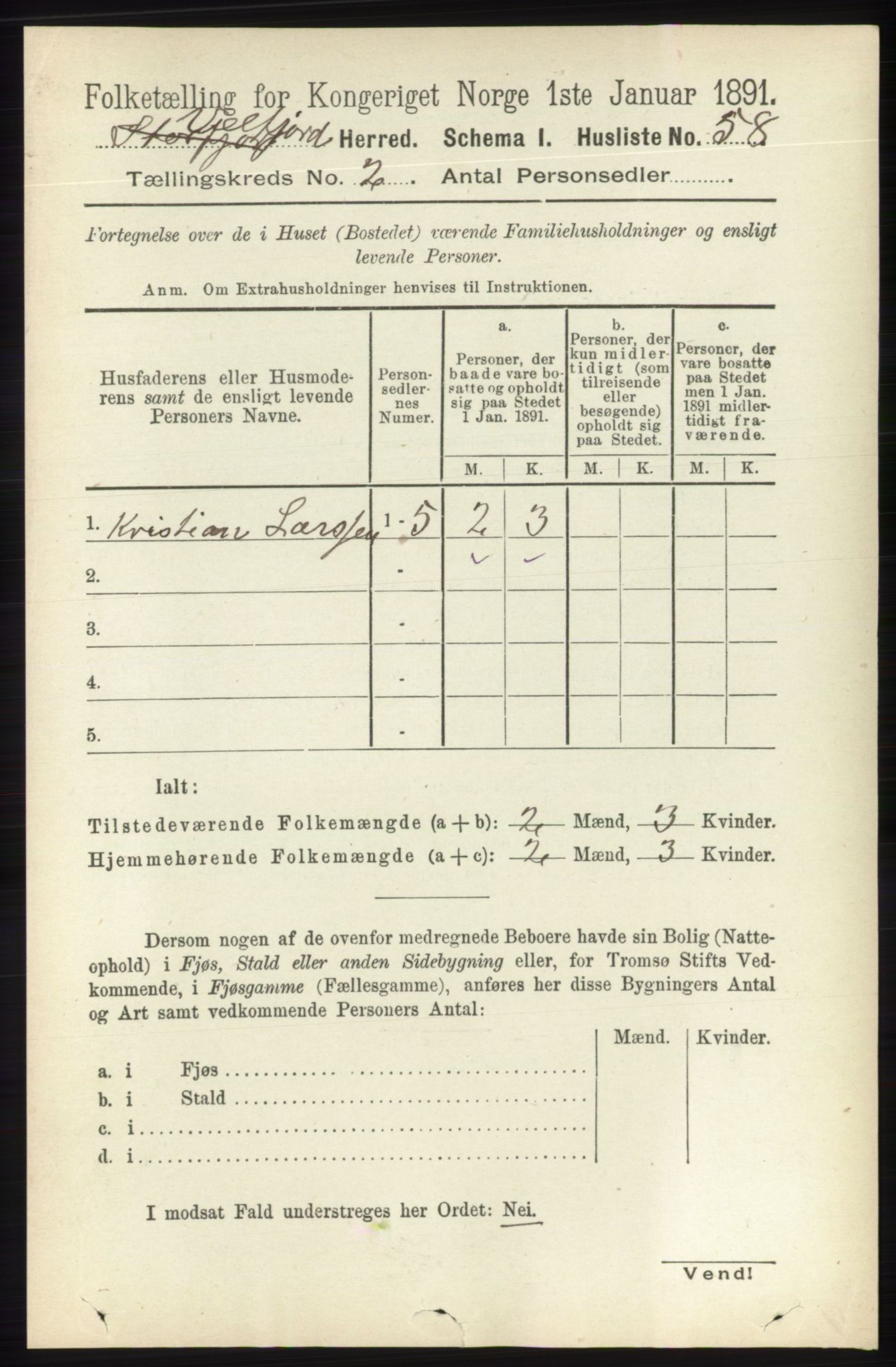 RA, 1891 census for 1813 Velfjord, 1891, p. 536