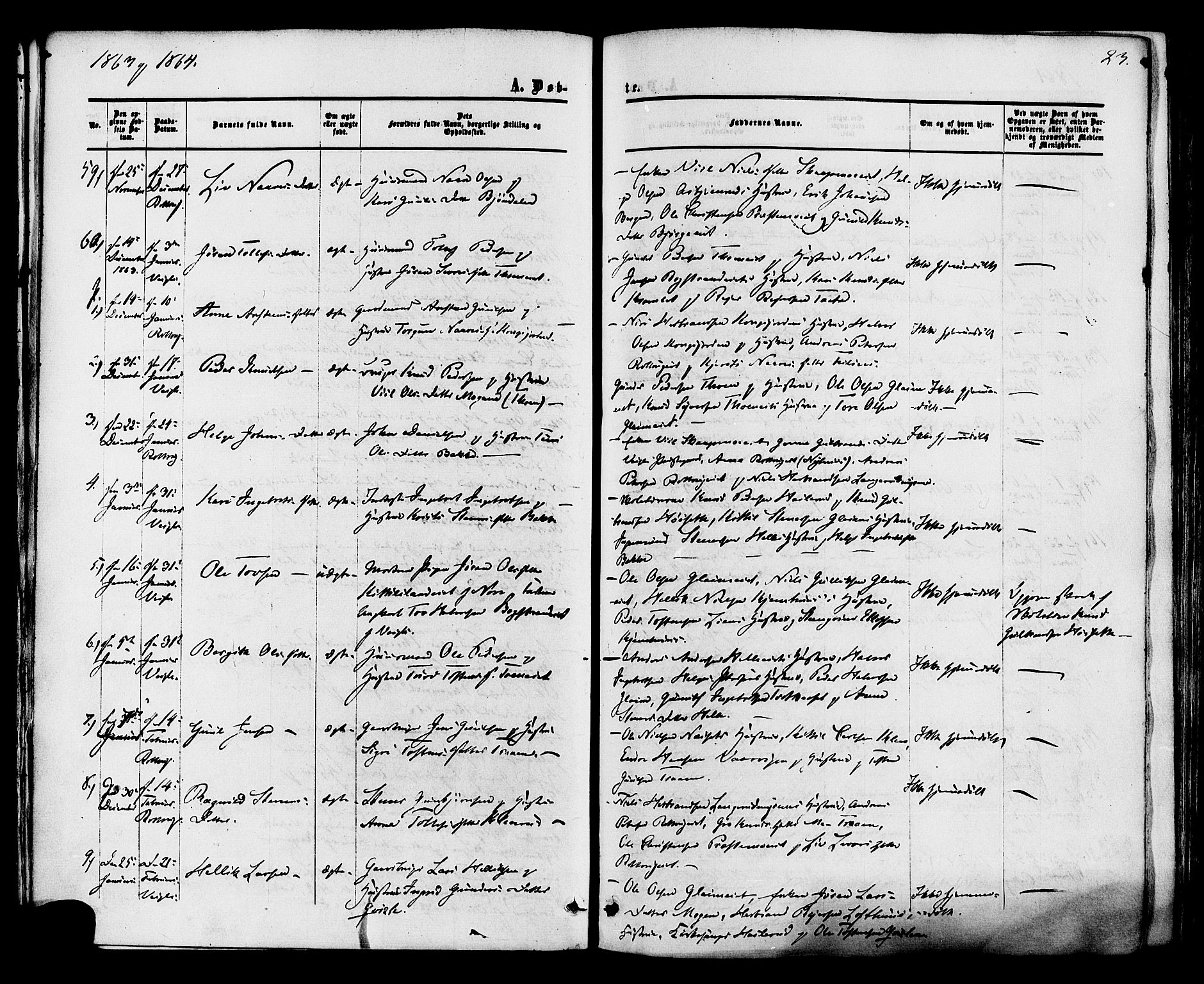 Rollag kirkebøker, SAKO/A-240/F/Fa/L0009: Parish register (official) no. I 9, 1860-1874, p. 23