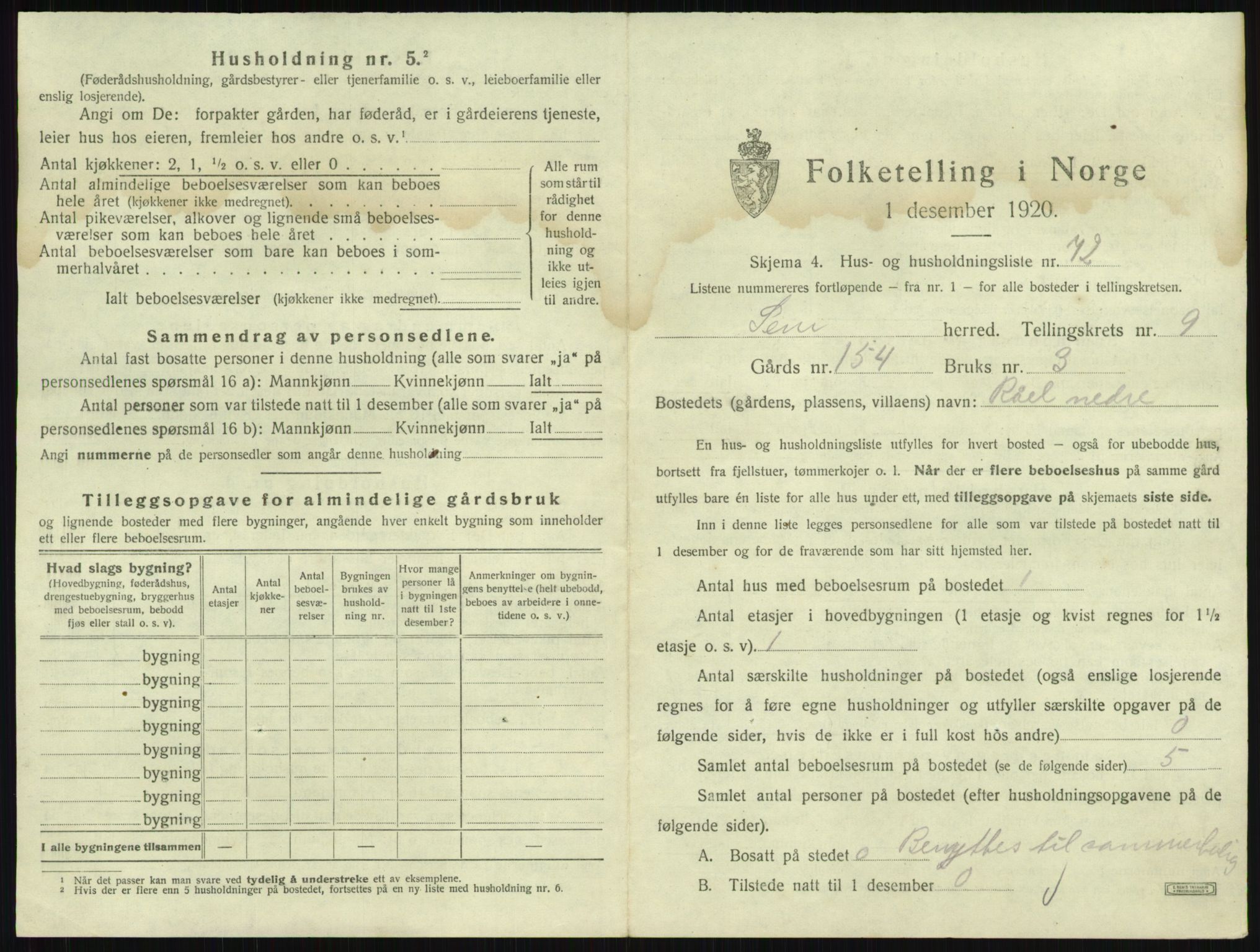 SAKO, 1920 census for Sem, 1920, p. 2098