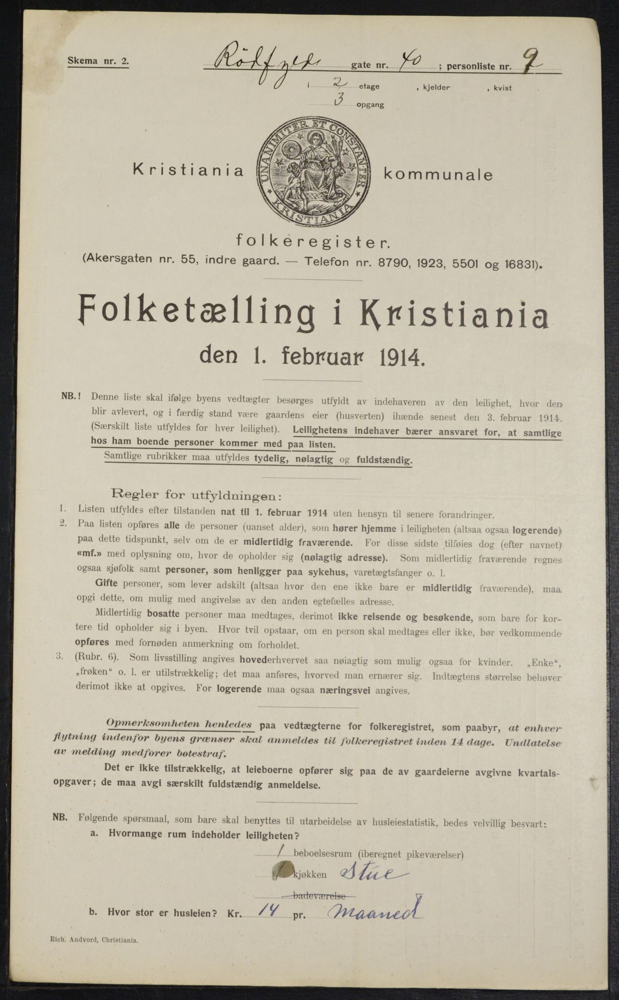 OBA, Municipal Census 1914 for Kristiania, 1914, p. 85954