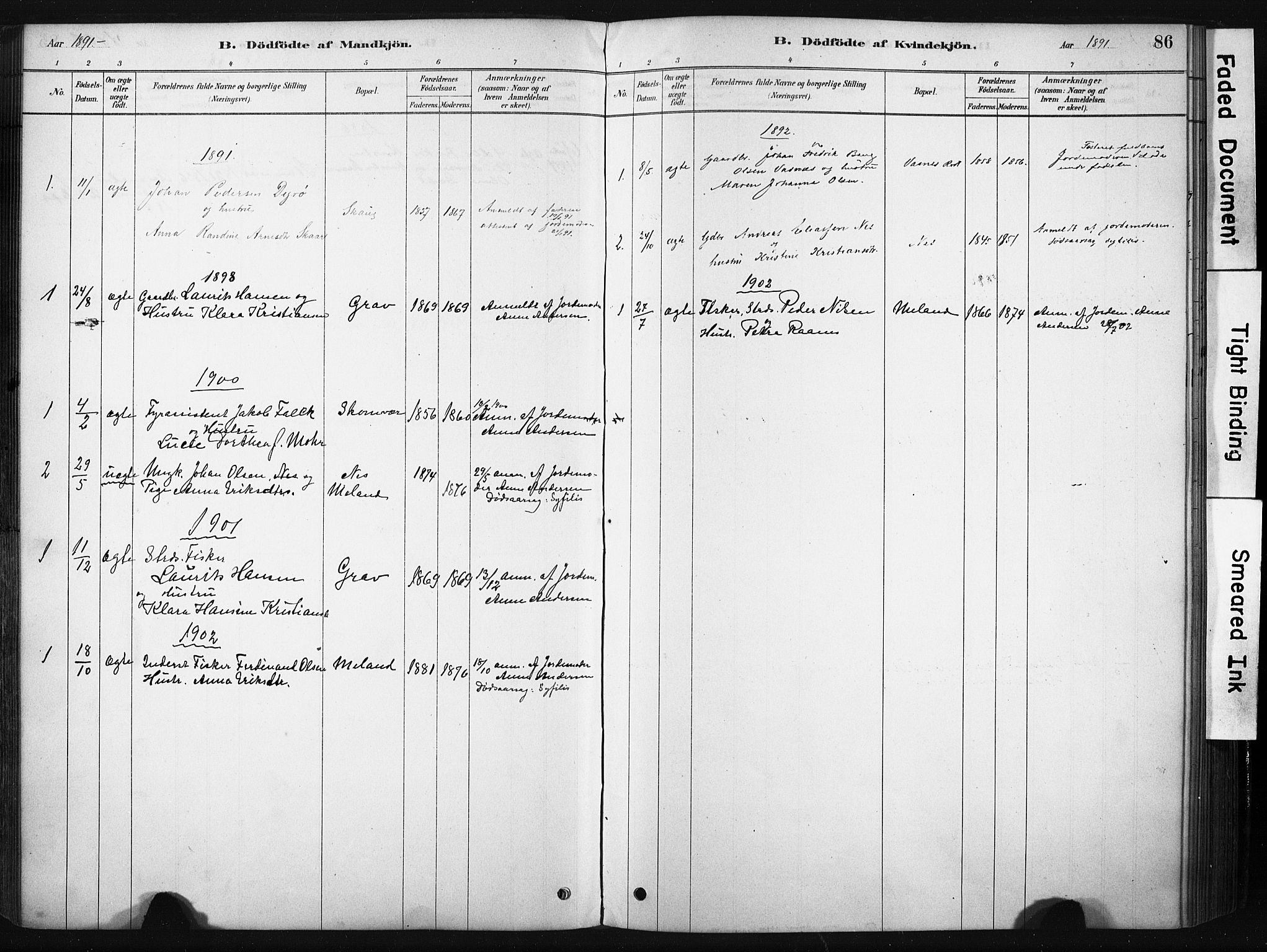 Ministerialprotokoller, klokkerbøker og fødselsregistre - Nordland, AV/SAT-A-1459/808/L0128: Parish register (official) no. 808A01, 1880-1902, p. 86